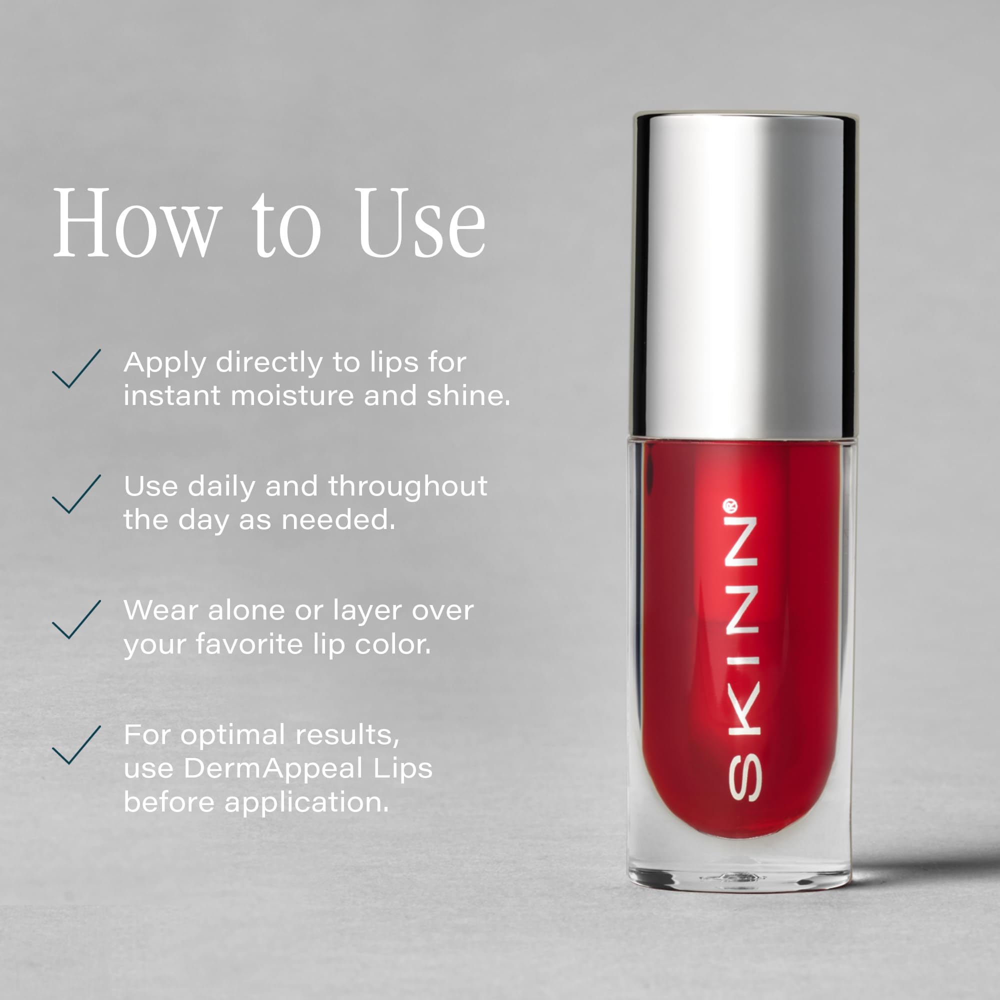 Luminous Crimson Lip Oil - Support Collagen Production, Smooth Lines & Soothe Dry Cracked Lips - Hydrating Clear Lip Oils - Improve Skin's Elasticity, Texture & Glow - Vitamin C & Manuka Honey