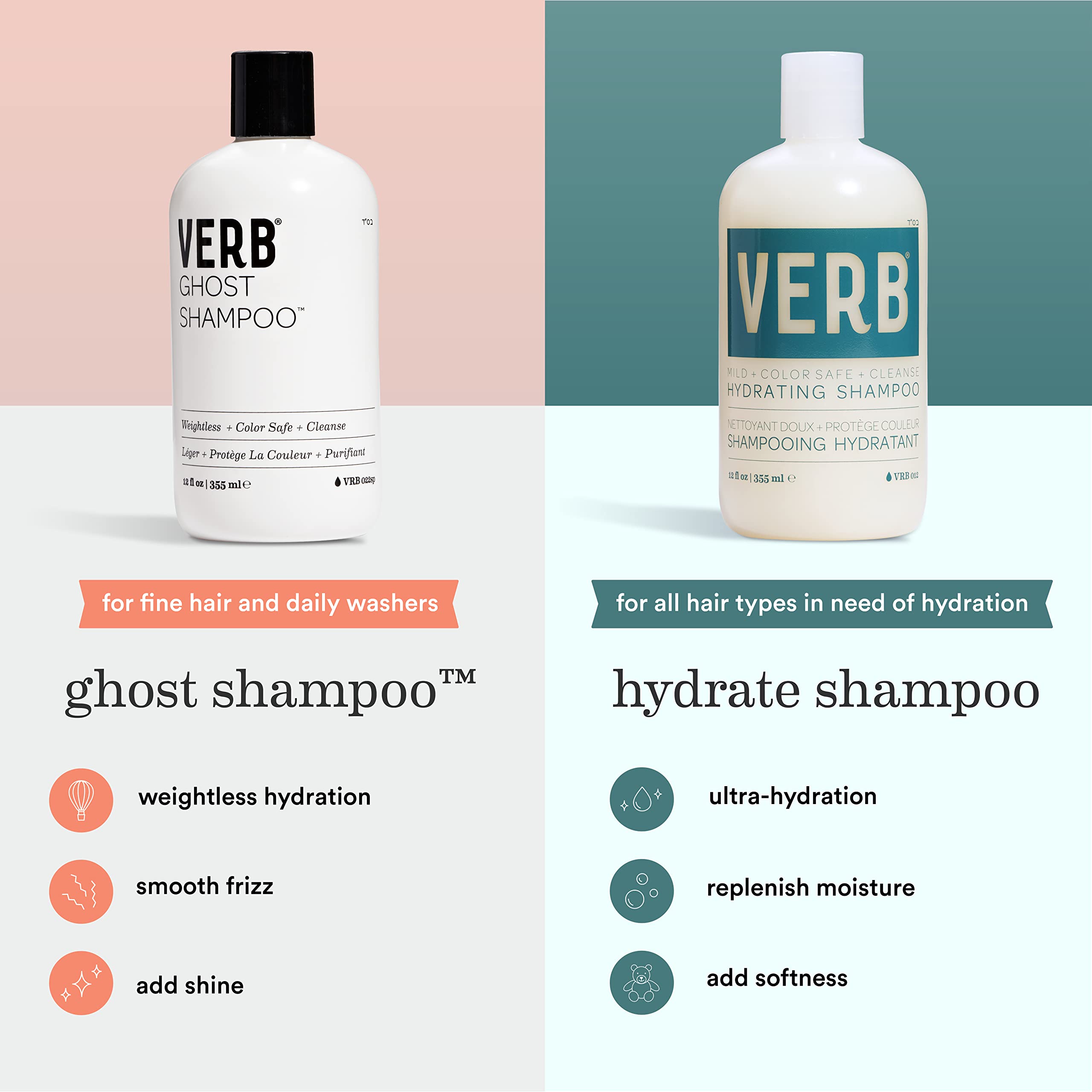 Verb Ghost Shampoo - Weightless Color, Safe & Cleanse 32 oz