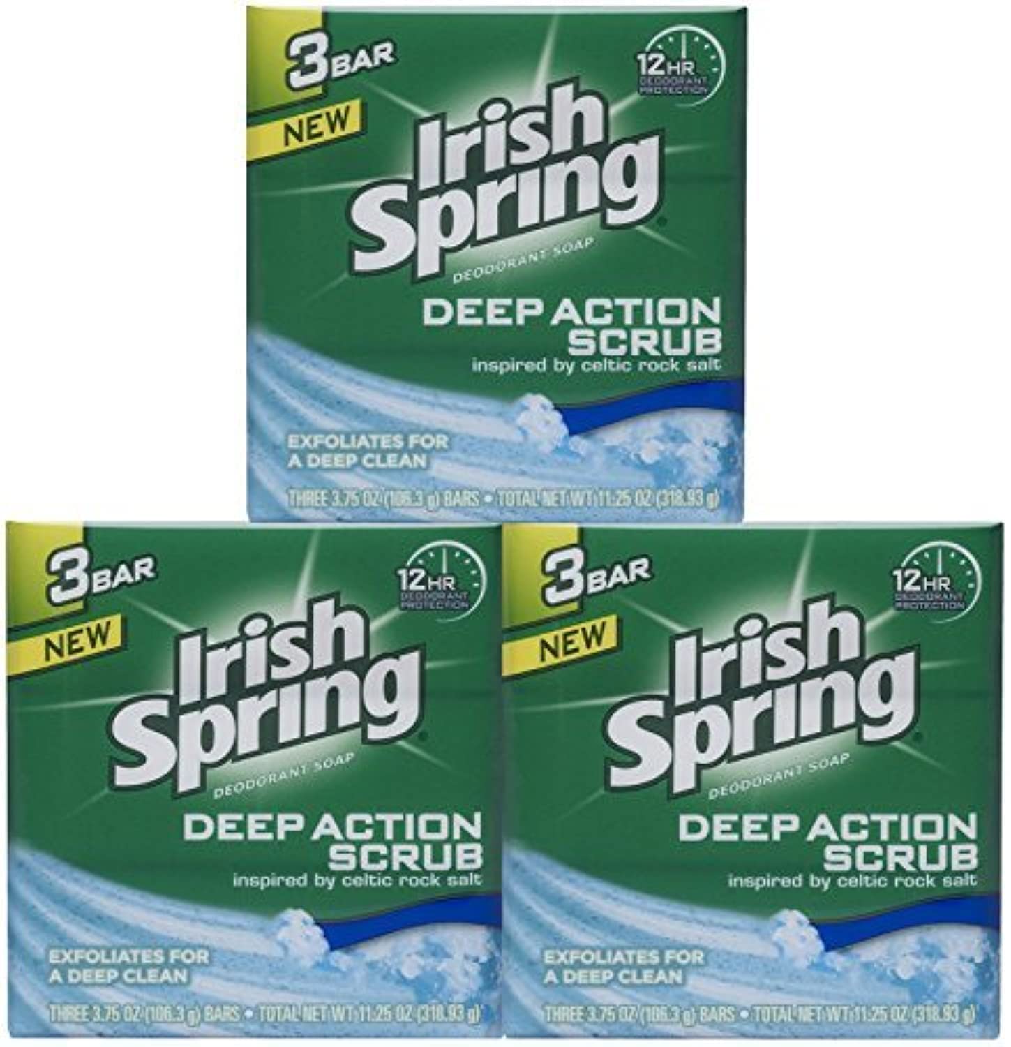 Irish Spring Clean Scrub Deodorant Soap By For Unisex - 3 X 4 Oz Soap