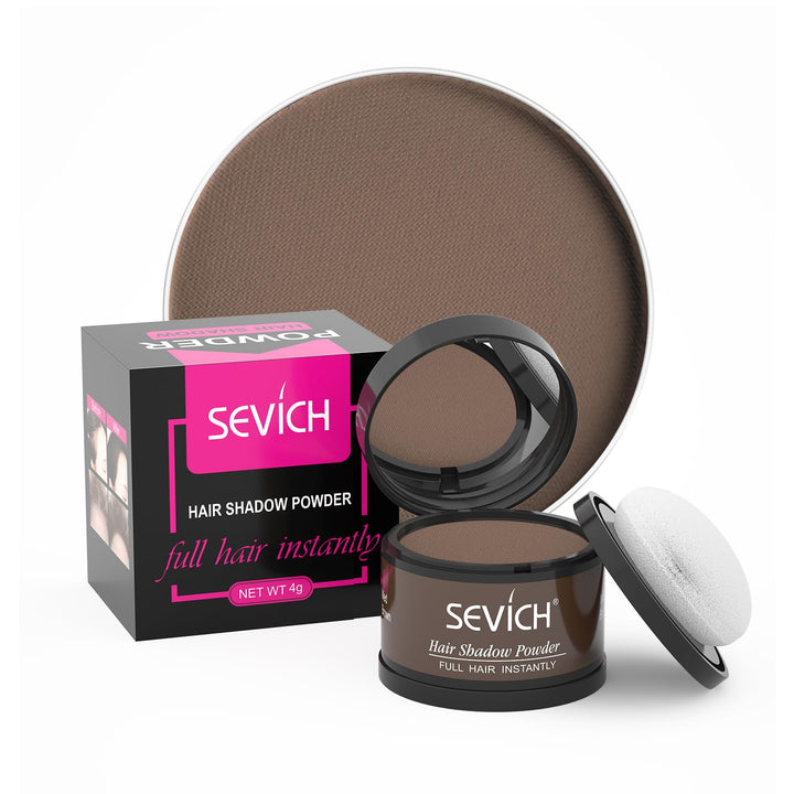 Sevich Hairline Powder,Instantly Conceals Hair Loss, Root Touch up Powder, Hair Shadow Toppers for Women & Men, Touch Up for Thinning Gray Hair, Windproof & Sweatproof, Medium Brown