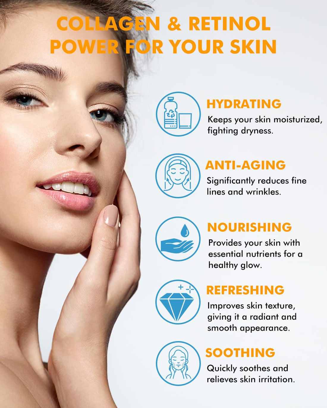 Retinol Cream for Face Moisturizer,Anti-Aging Collagen for Tightening Skin,Day & Night Face Collagen Cream,Anti Wrinkle for Women and Men - 60ml