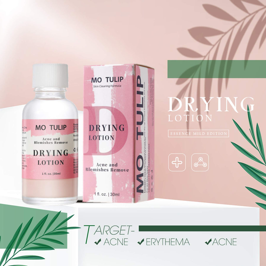 MO TULIP Acne Drying Lotion, Overnight Acne Acid and Acne Spot Treatment for Face and Body, Pimple Lotion Spot Treatment, Dry Out Pimples, Blemishes, and Clean pores (1OZ)