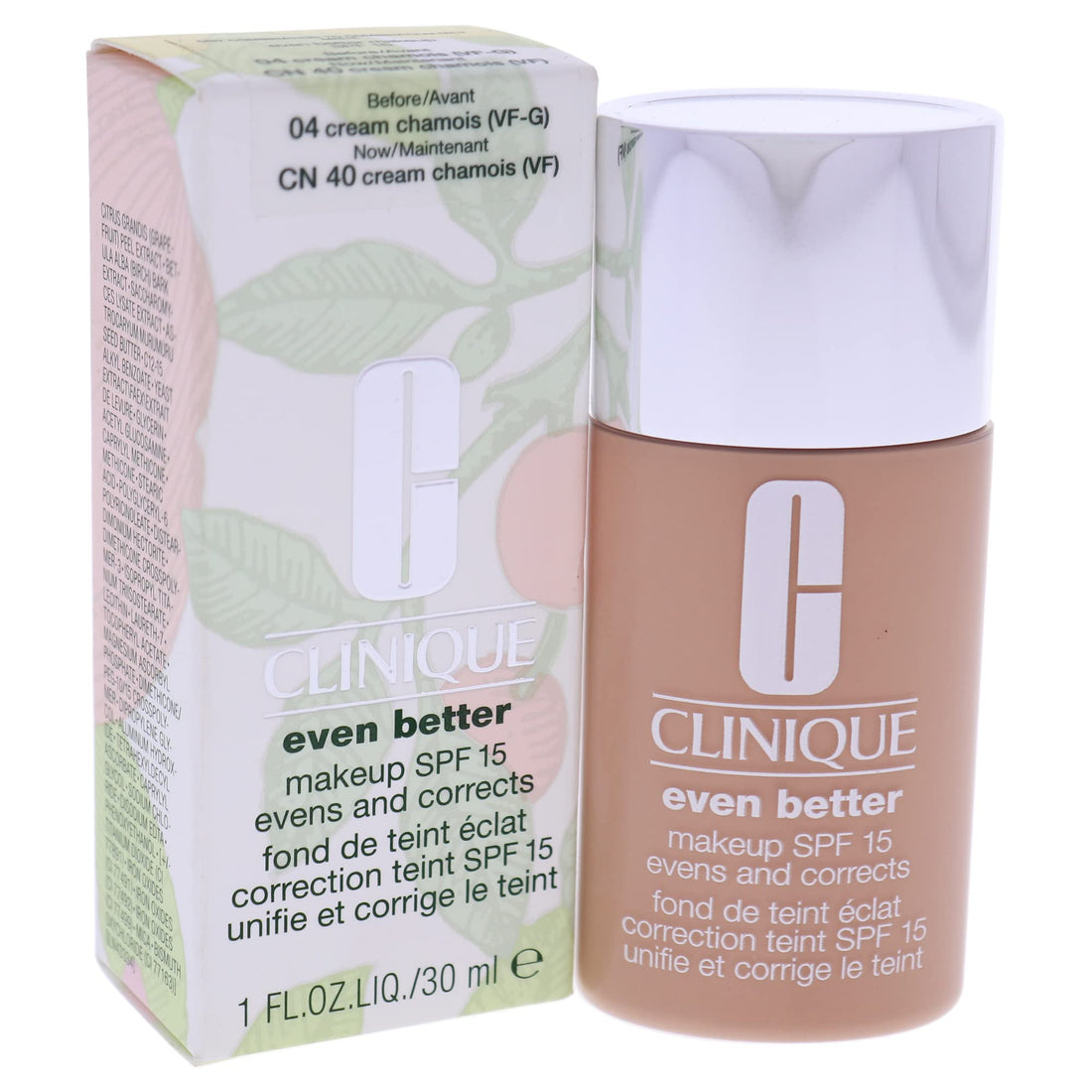 Clinique Even Better Makeup Broad Spectrum Spf15 Evens & Correct Foundation, 1 Ounce, 04 Cream Chamois VF-G