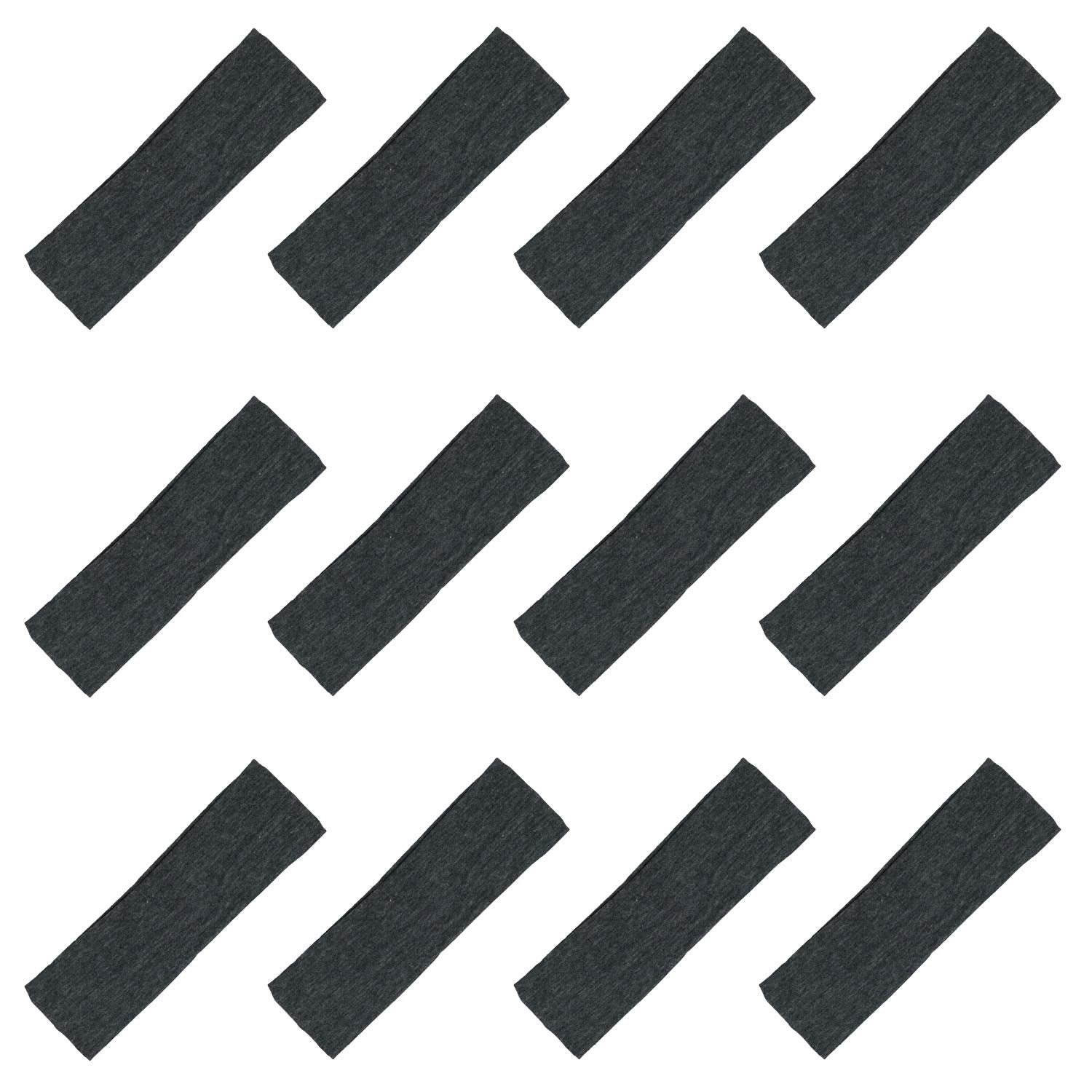 Kenz Laurenz Soft and Stretchy Elastic Cotton Headbands, (Pack of 12) - Charcoal Grey