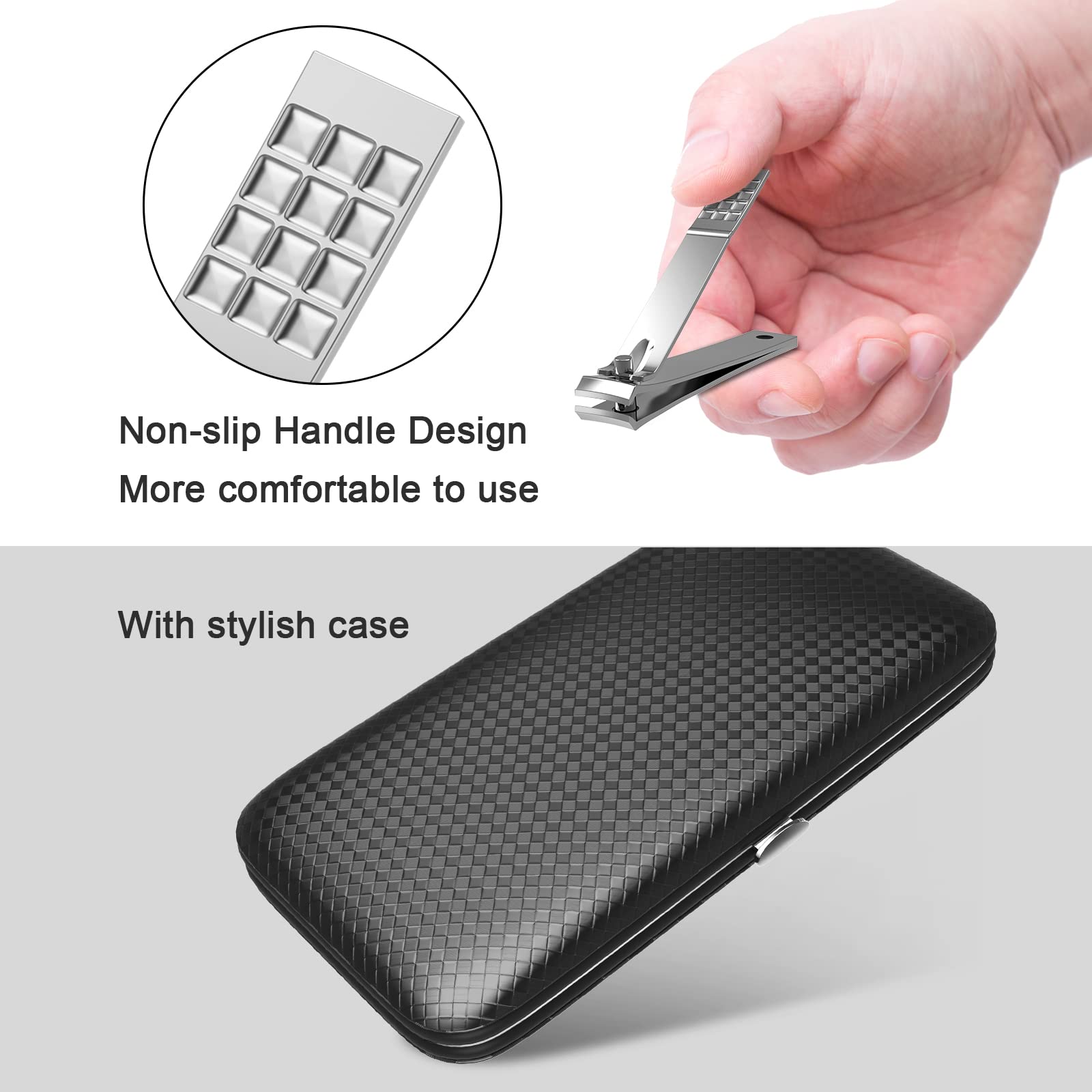 Tseoa Manicure, Pedicure Kit, Nail Clippers, Professional Grooming Kit, Nail Tools with Luxurious Travel Case, Set of 12