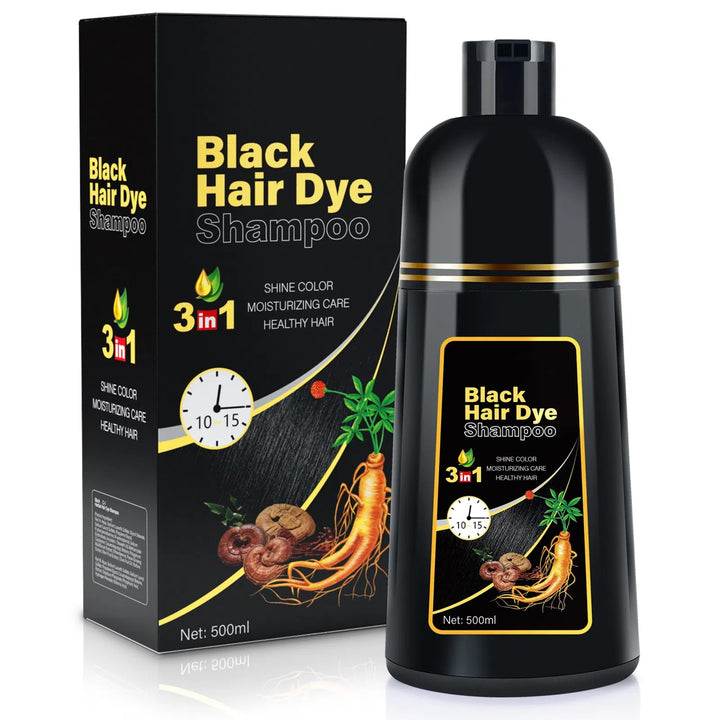 BOJICA Black Hair Dye 3 in 1 Shampoo for Gray Hair, Herbal Ingredients for Women&Men, Dye in Minutes/Semi-Permanent/(17.6 FL OZ)