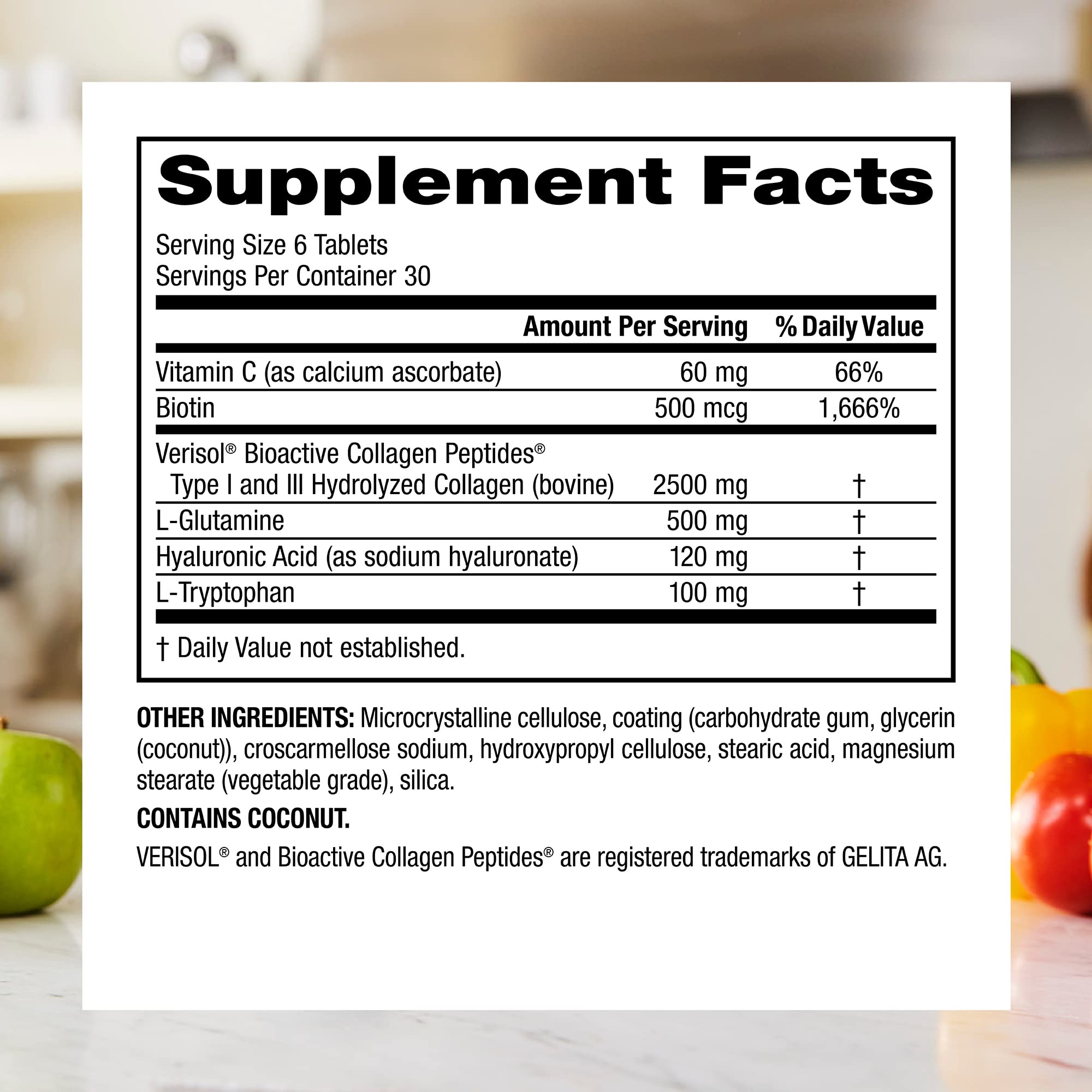 Webber Naturals Collagen30 with Hyaluronic Acid, Bioactive Collagen Peptides, 180 Tablets, Helps Reduce Eye Wrinkles and Fine Facial Line, Non GMO