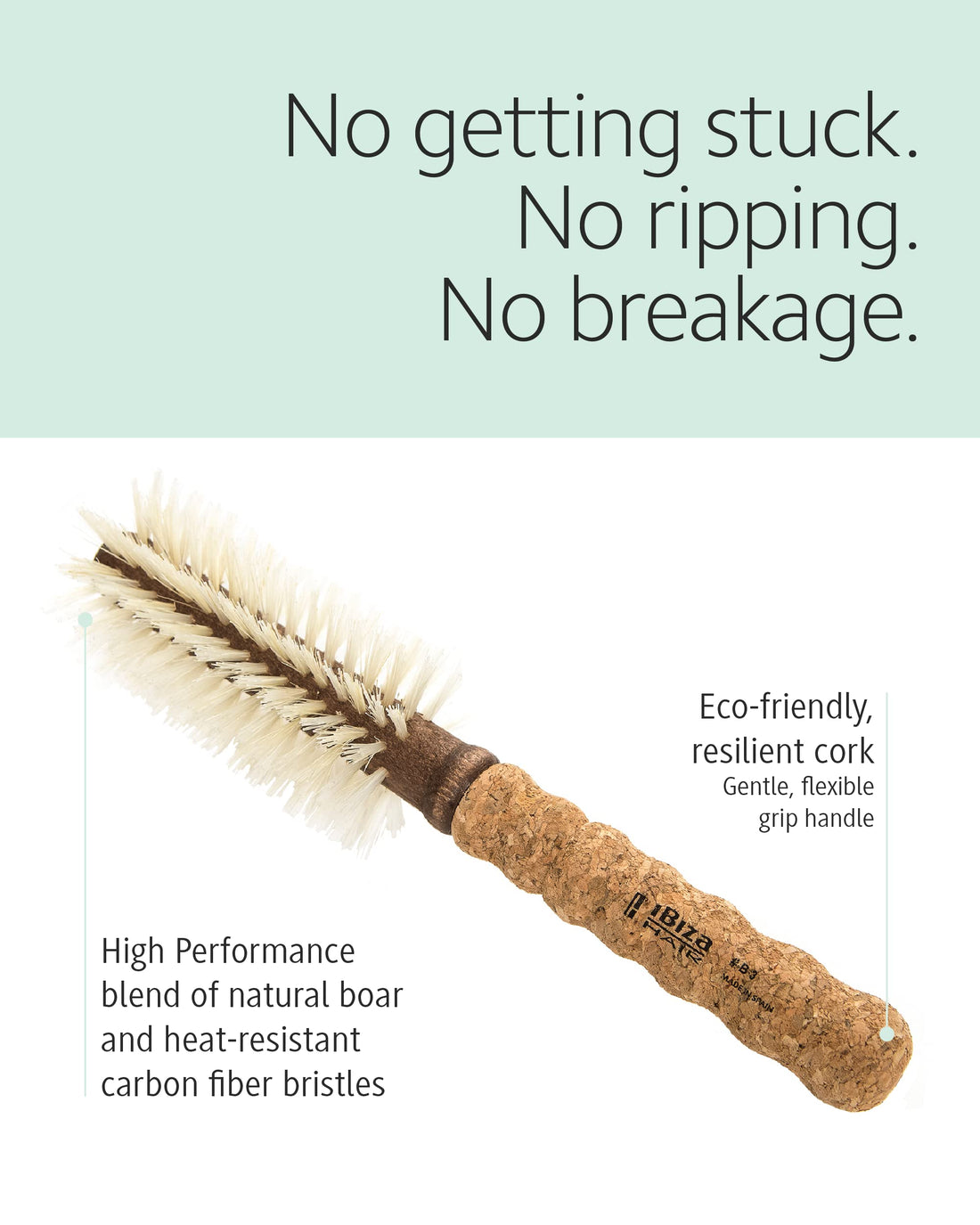 B3 - Round Brush - Medium Extended Cork - 12 Rows - 55 mm (Blonde Bristle)