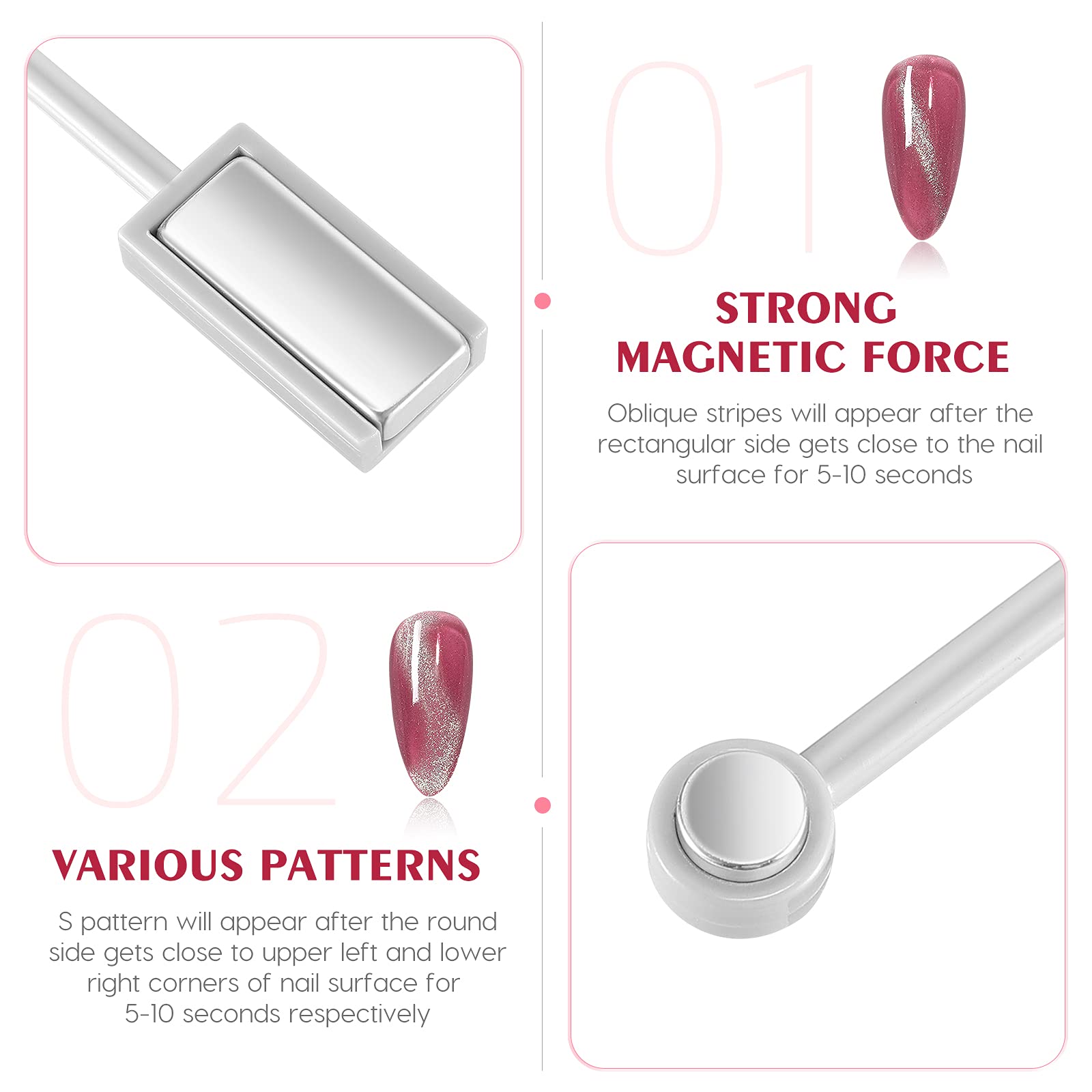 Frcolor Double-head Magnet Stick Wand for 3D Magnetic Cat Eye Gel Magic Nail Art Manicure Tool