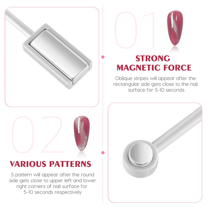 Frcolor Double-head Magnet Stick Wand for 3D Magnetic Cat Eye Gel Magic Nail Art Manicure Tool