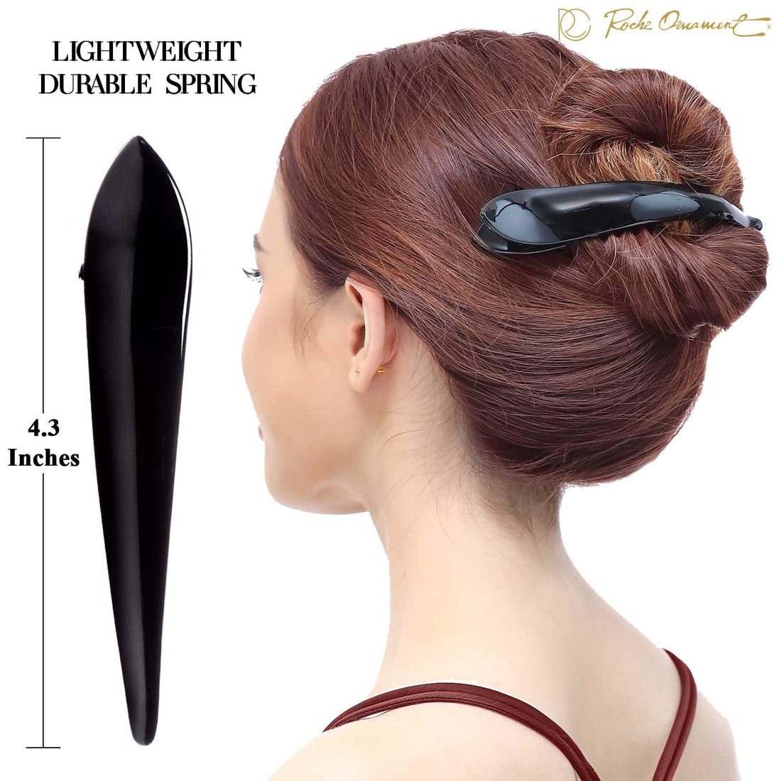 RC ROCHE ORNAMENT 6 Pcs Womens Hair Clip Professional Styling Sectioning Inner Teeth Curve Durable Alligator Duck Bill Jaw Strong Secure Grip Salon, Small Black