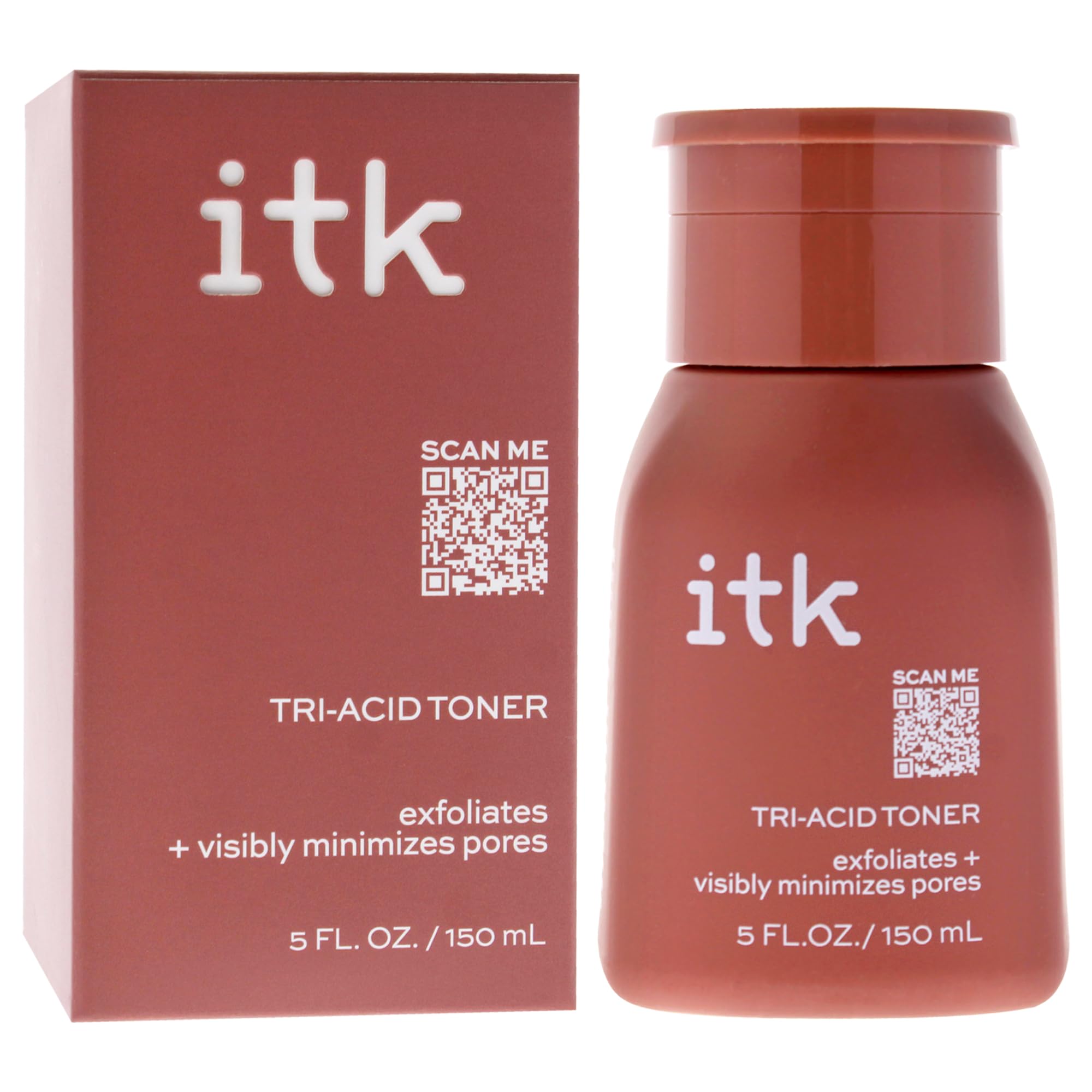 ITK Tri-Acid Facial Toner with AHA, BHA, PHA + Niacinamide - Exfoliate Face + Minimize Pores - Salicylic + Lactic Acid - Brighten Dark Spots + Glow, 5 Fl Oz