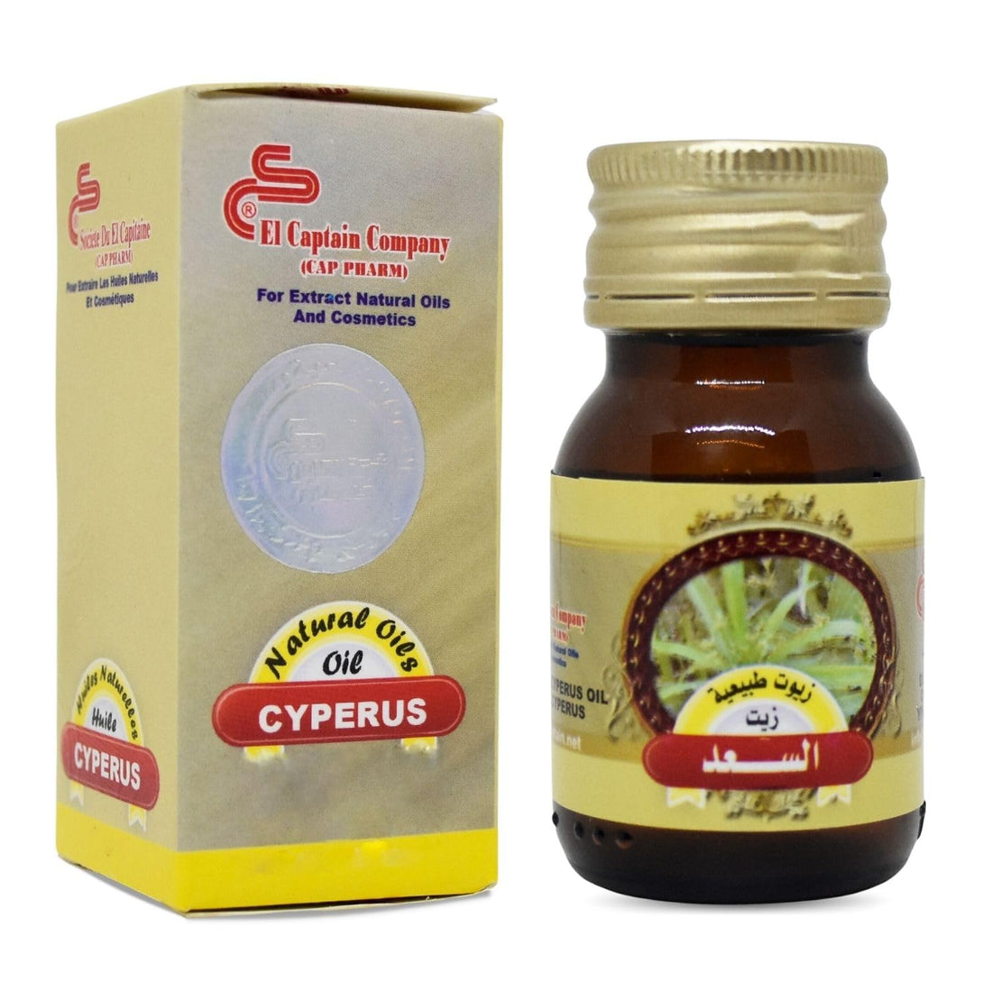 El Captain Cyperus Oil Natural Undiluted Pure AlCaptain Cold Pressed ElCaptain Premium Oils Captain Hair & Skin Care No Additives Non Gmo Kosher Halal (1 Pack = 1.01 oz / 30 ml)