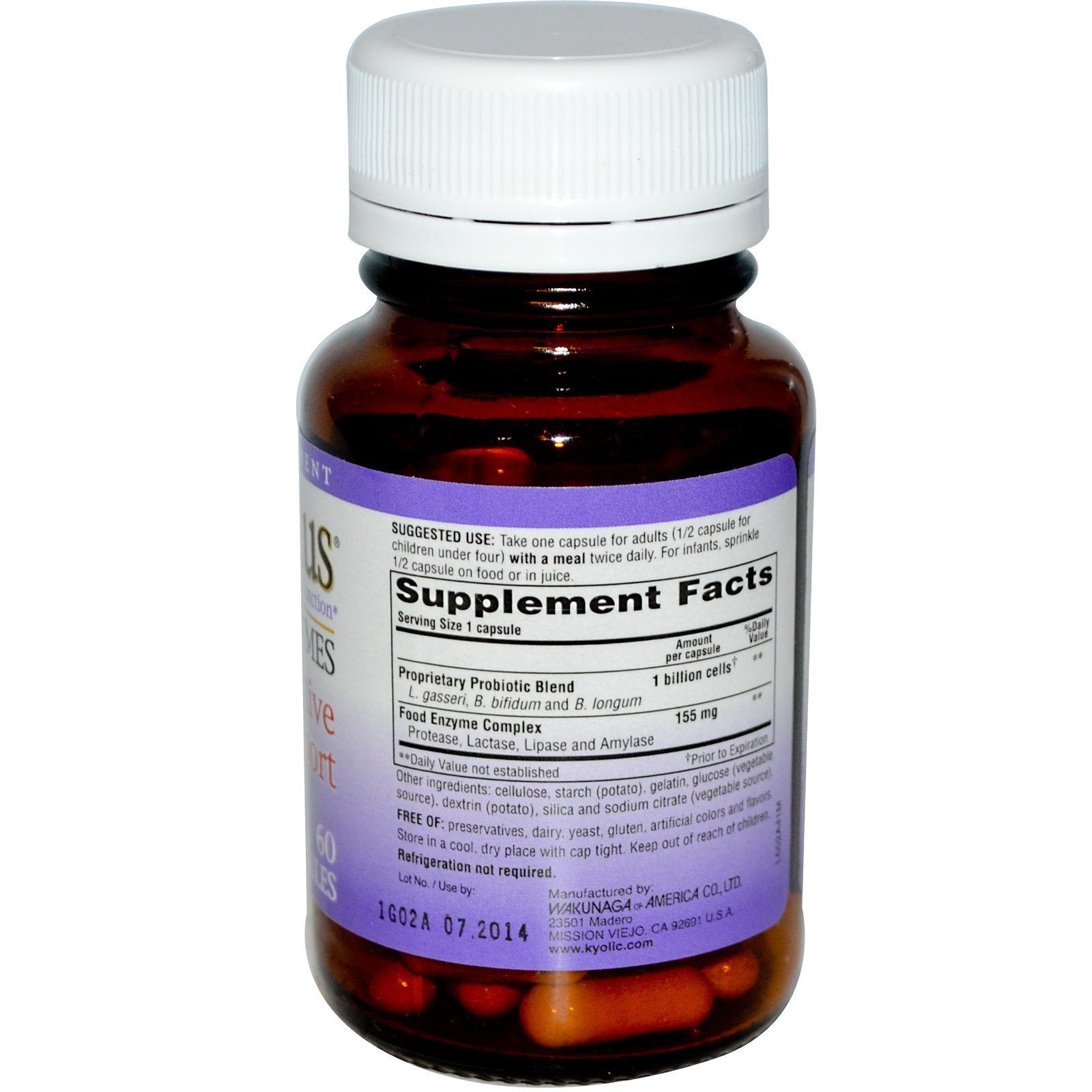 Wakunaga/Kyolic - Kyo-Dophilus W/Enzymes (Heat Stable Probiotic) 60 Cap