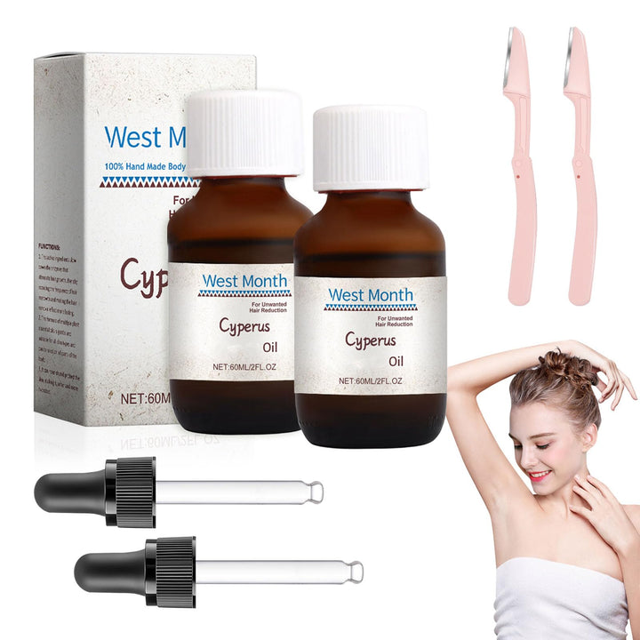 Cyperus Oil, Cyprus Rotundas Oil For Hair Removal, Cyprus Oil Natural Ingredient, Decrease Hair Growth Reducing Body Hair Growth(2PCS)