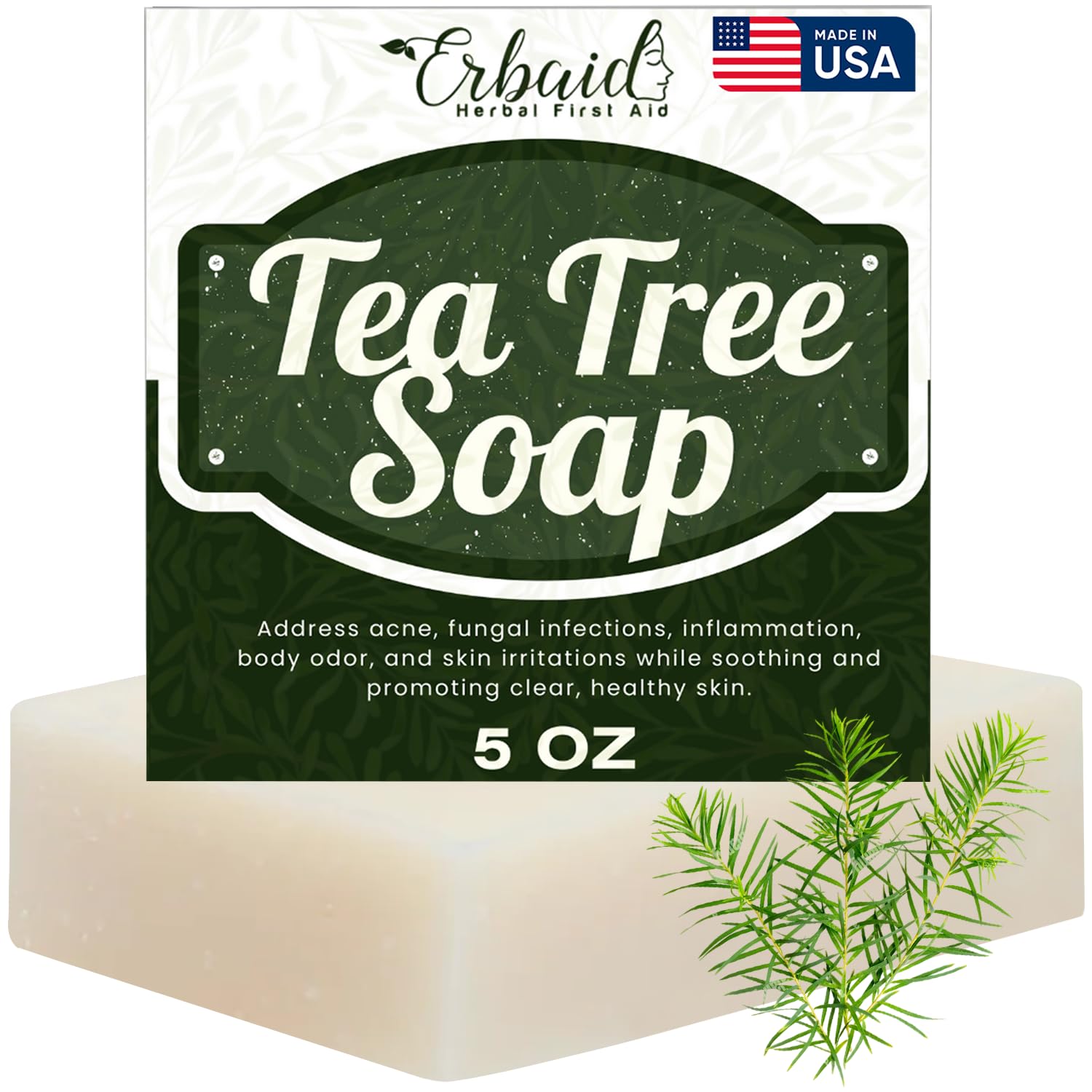 Tea Tree Soap – Natural Defense Tea Tree Oil Soap Bar for Face & Body – Remedy Soap Fights Acne, Skin Irritation, and Prevents Breakouts – Deeply Cleansing, Hydrating Cleanser for Calm, Fresh Skin