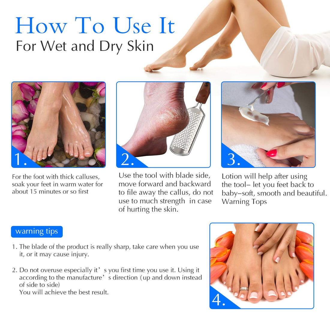 Foot File Callus Remover, Pefei Colossal Professional Stainless Steel Detachable Foot Scrubber, Hard Skin Removers Pedicure Rasp for Wet and Dry Feet