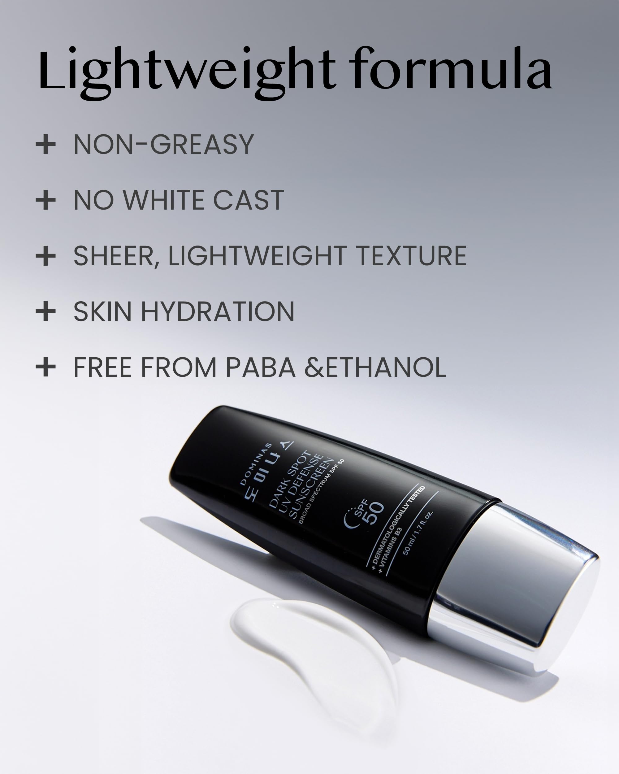 Tone Correction Korean Sunscreen (1.7fl oz) - No White Cast, Non-Greasy, SPF 50 UV Defense Hydrating Sunblock, Lightweight Protection Sunblock for Face & Body. Korean Skin Care. Niacinamide, Panthenol