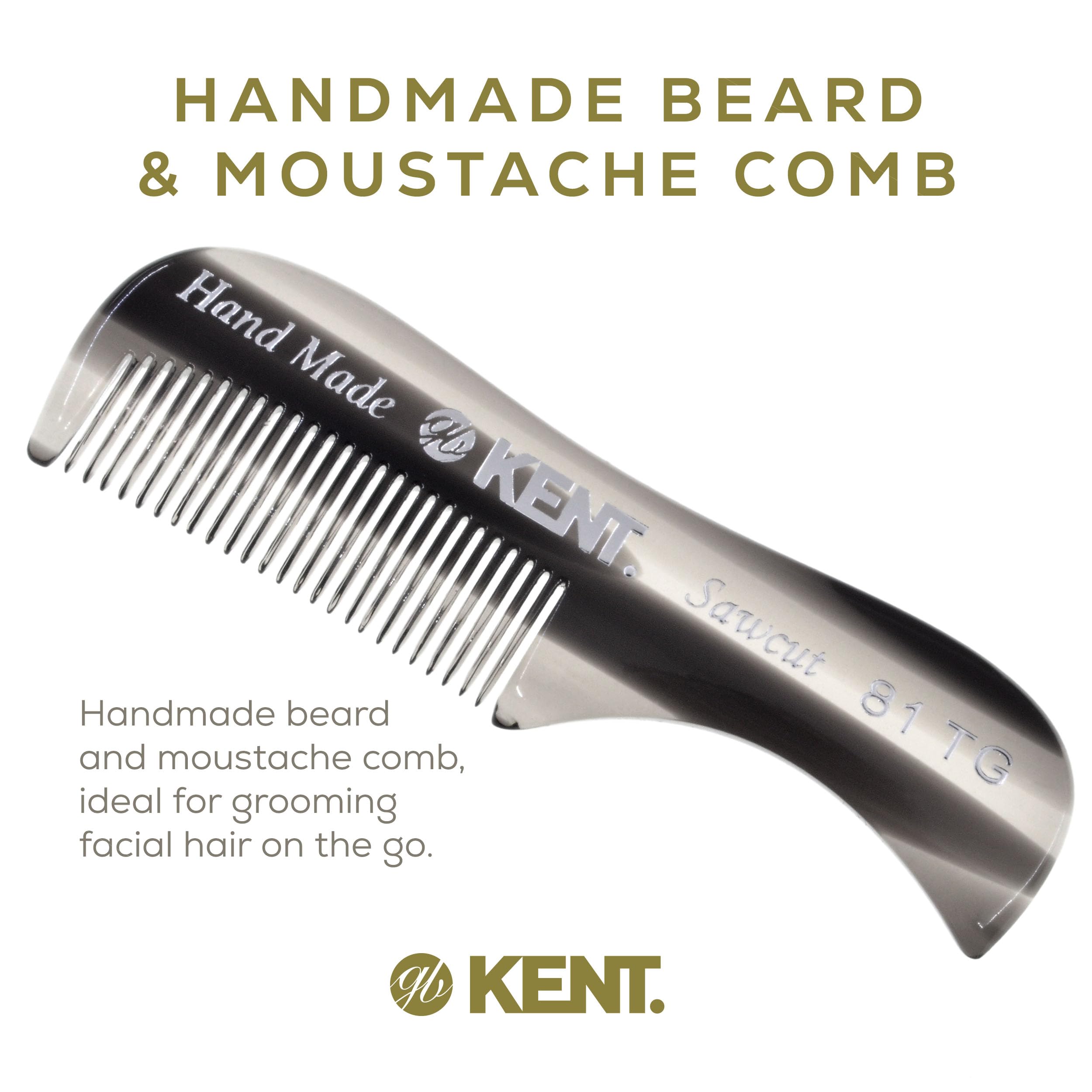 Kent A 81T Graphite X-Small Gentleman's Beard and Mustache Pocket Comb, Fine Toothed Pocket Size for Facial Hair Grooming and Styling. Saw-cut of Cellulose Acetate, Hand Polished. Hand-Made in England