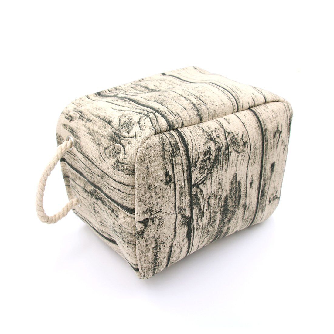 Jacone Stylish Tree Stump Design Wood Grain Rectangular Storage Basket Washable Cotton Fabric Nursery Hamper with Rope Handles, Decorative and Convenient for Kids Rooms (Small)