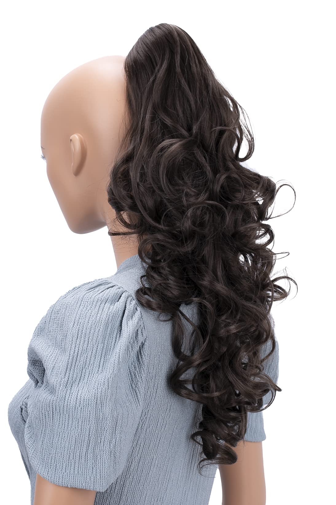 brunette #6/8 H53 : PRETTYSHOP 24 Hair Piece Pony Tail Extension Very Long & Voluminous Curly Or Wavy Heat-Resisting H53