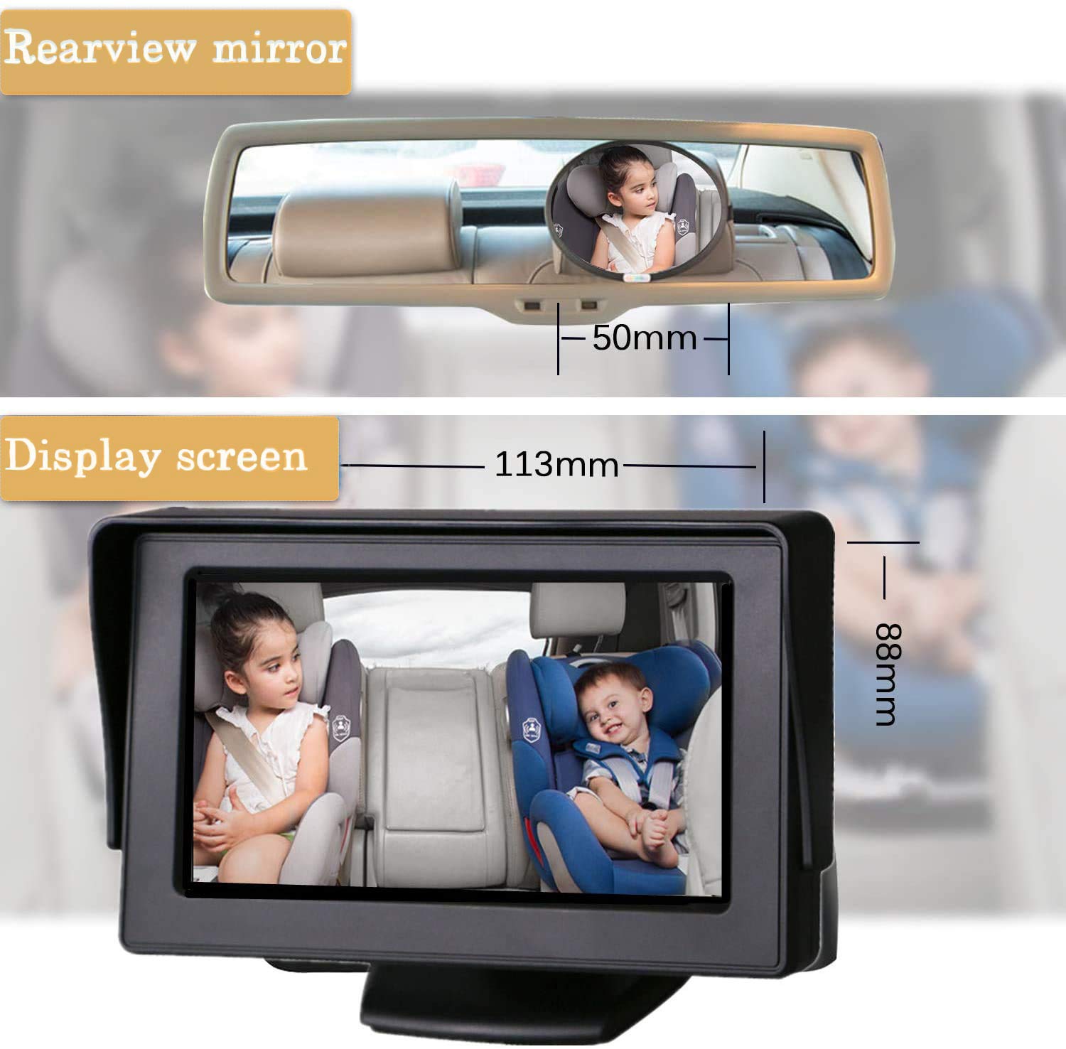 Itomoro Baby Car Mirror, View Infant in Rear Facing Seat with Wide Crystal Clear View,Camera Aimed at Baby-Easily to Observe The Baby's Every Move