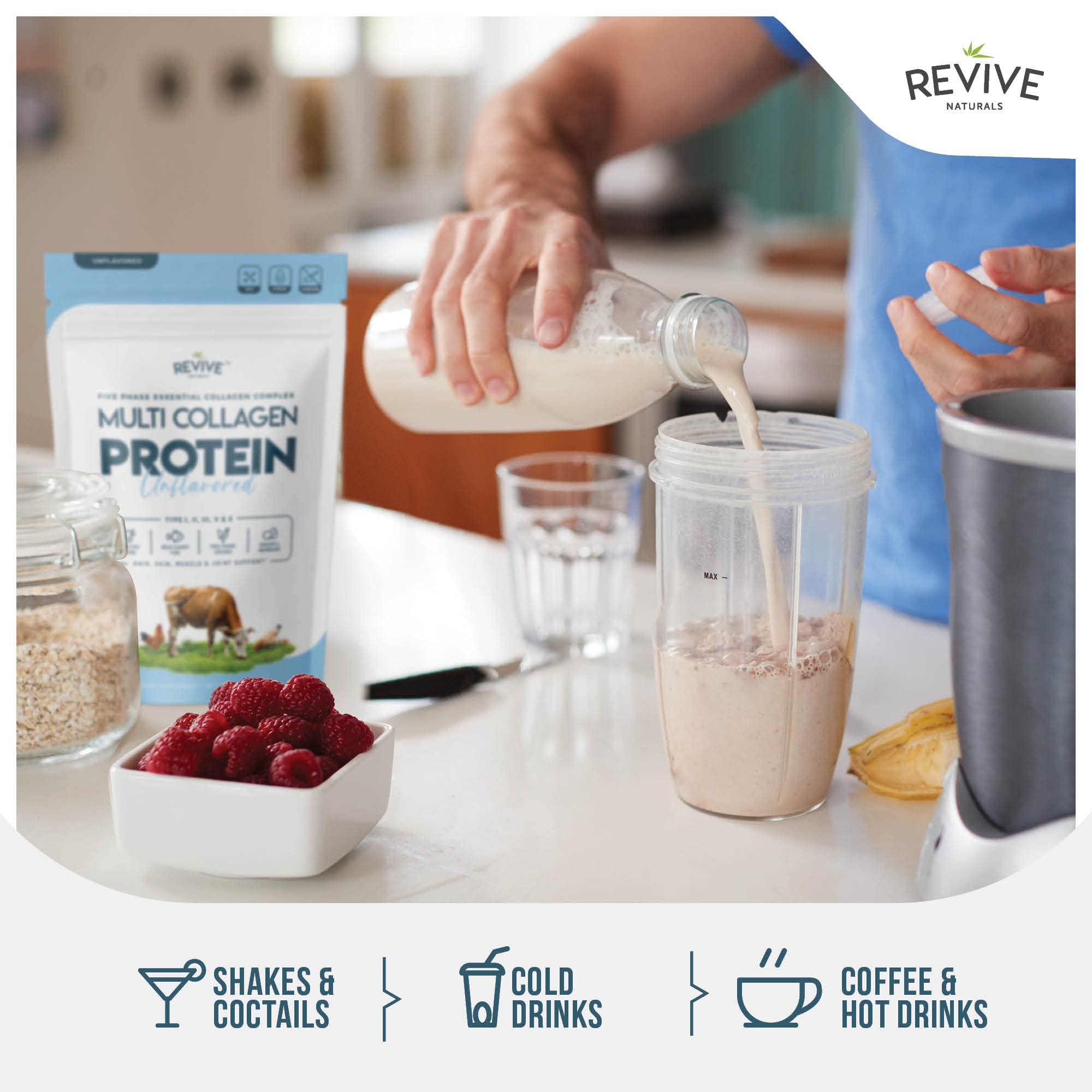 Multi Collagen Hydrolyzed Protein Powder (16oz) - Types I, II, III, V & X - Grass Fed Bovine (Peptan®), Wild Caught Marine, Free Roaming Chicken & Eggshell Collagen Peptides, Non-GMO, GF.