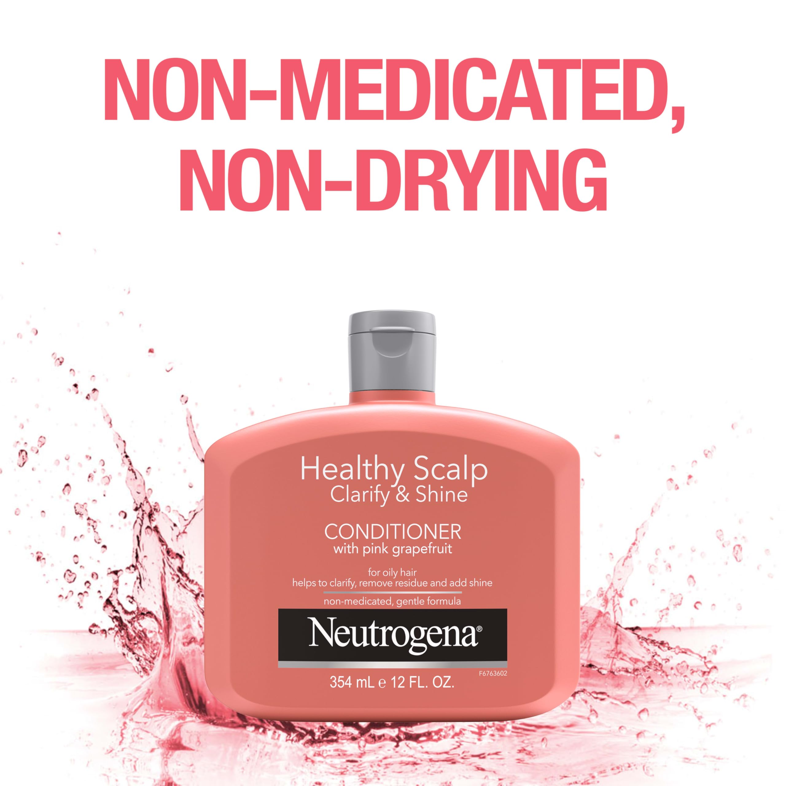 Neutrogena Exfoliating Healthy Scalp Clarify & Shine Conditioner for Oily Hair and Scalp, Anti-Residue Conditioner with Pink Grapefruit, Paraben & Phthalate-Free, Color-Safe, 12oz
