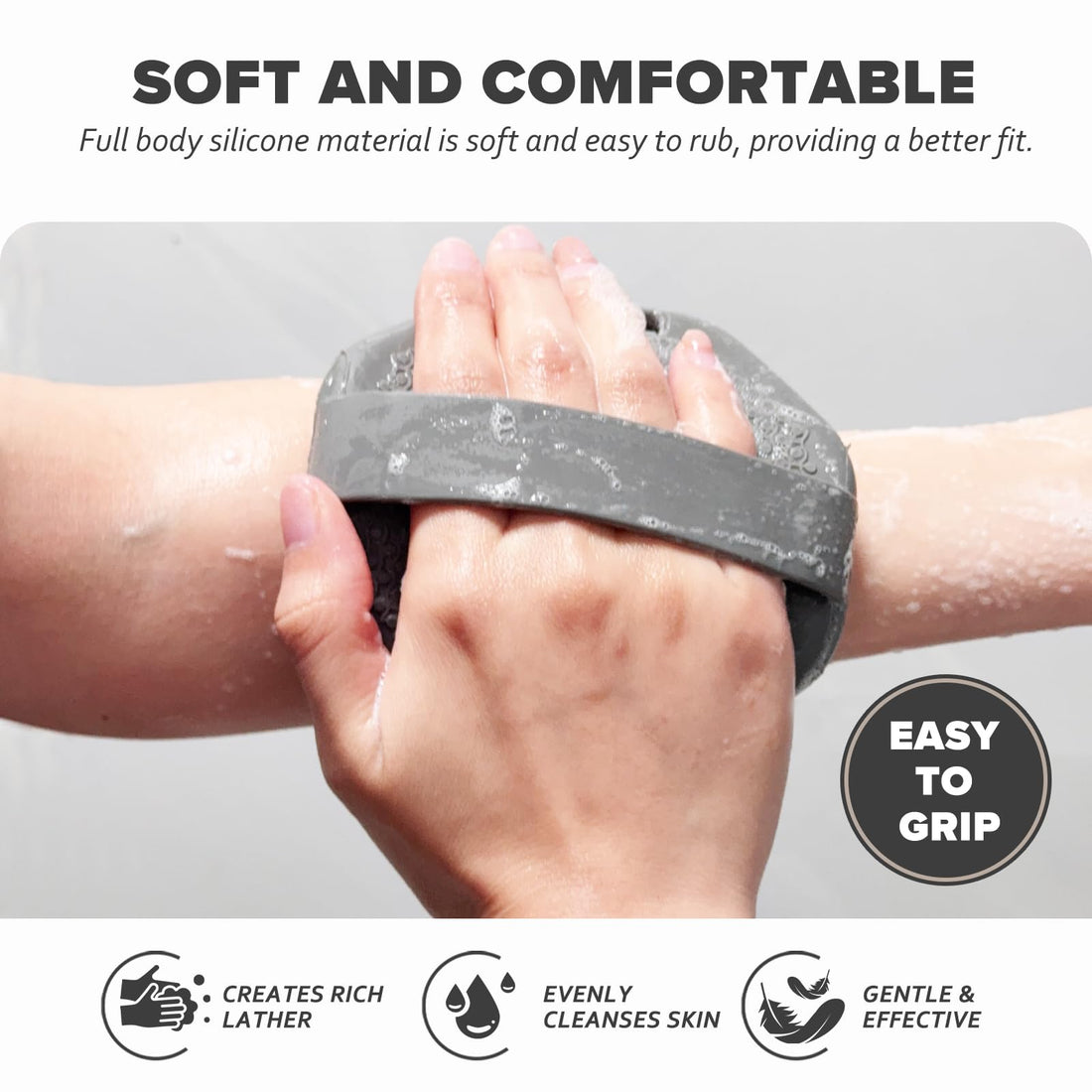 SCRUBBIES for Body,SCRUBBIES The Sud Bud,Food-Grade Soft Silicone, Body Scrubber Shower Brush Handheld Men and Women Cleansing Skin Brush, Gentle Exfoliating.2-Pack (Purple, Standard Size)