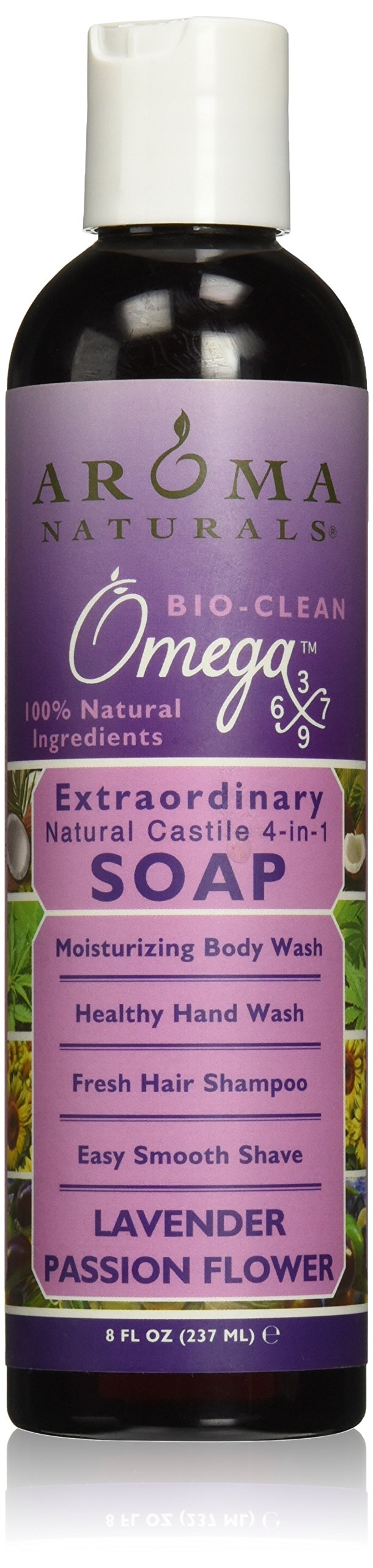 Aroma Naturals Extraordinary Natural Castile 4-In-1 Soap, Lavender Passion Flower, 8 Ounce
