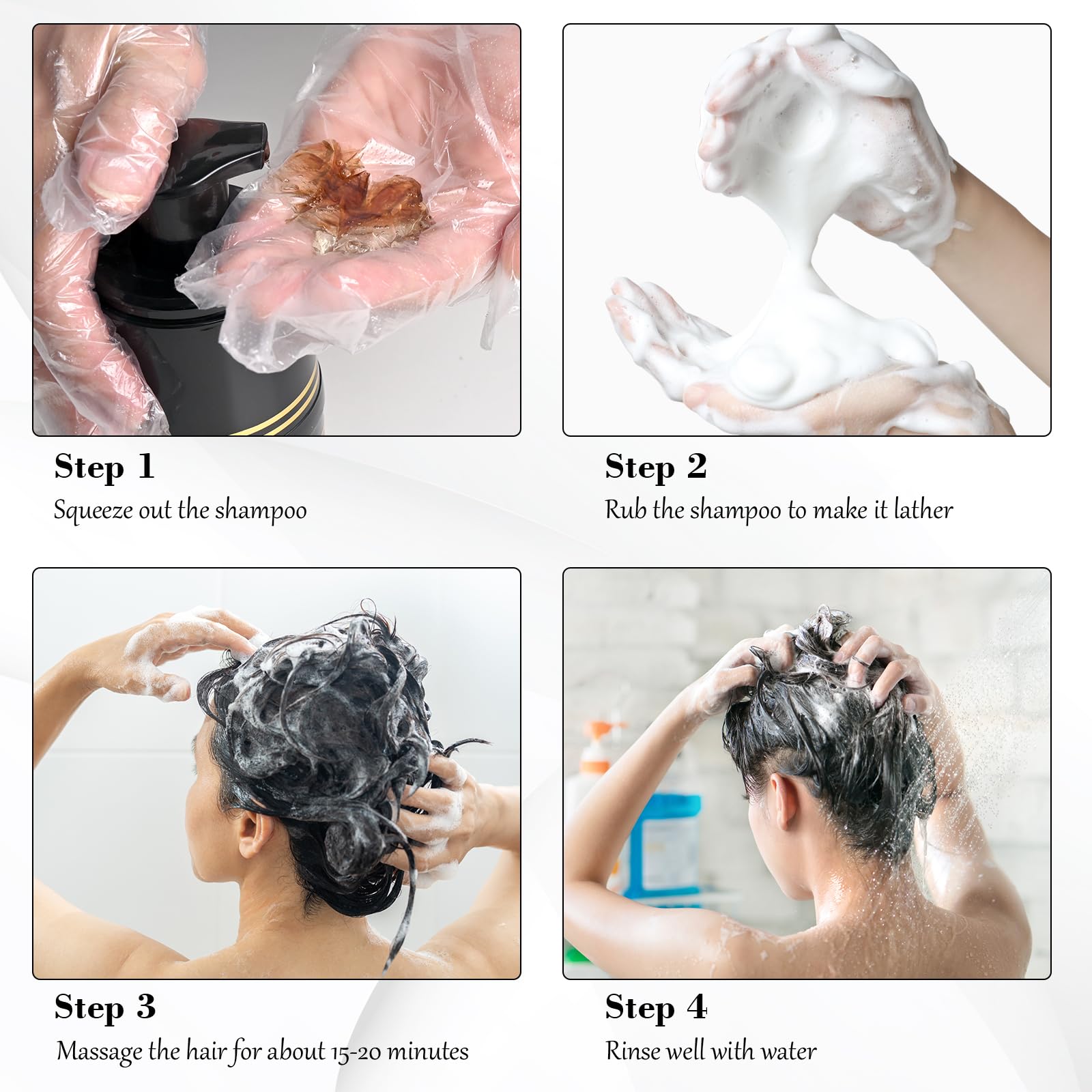 KAISASA Black Hair Dye Shampoo 3 in 1, Hair Color Shampoo for Cover Grey Hair, Natural with Herbal Ingredient for Men and Women (Black)