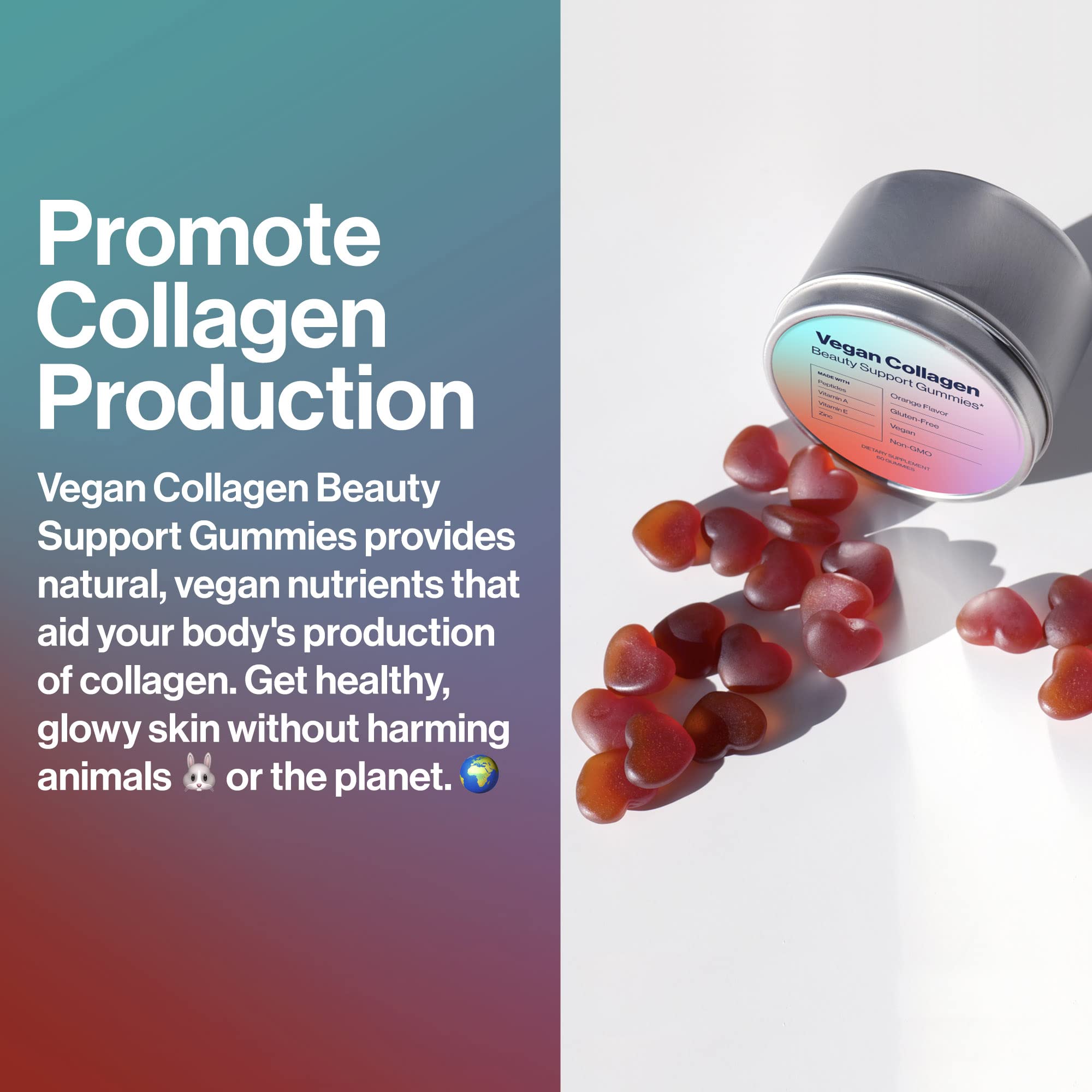 Habit + Habitat Vegan Beauty Support Gummies Collagen Booster with Biotin, Vitamin C, A, E, Folic Acid, and More - 60 Gummies - Plastic-Free Tin - Made with Natural Ingredients