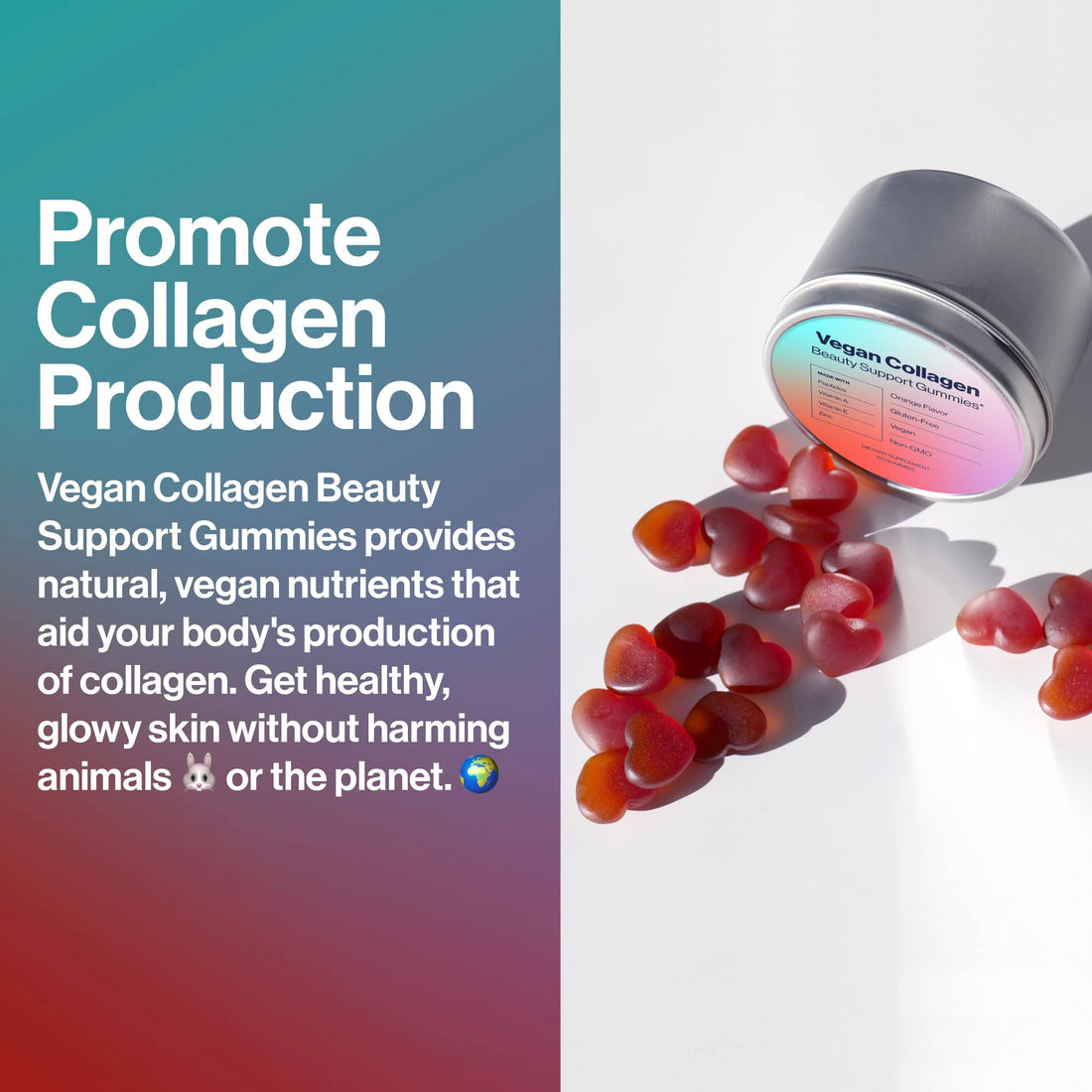 Habit + Habitat Vegan Beauty Support Gummies Collagen Booster with Biotin, Vitamin C, A, E, Folic Acid, and More - 60 Gummies - Plastic-Free Tin - Made with Natural Ingredients