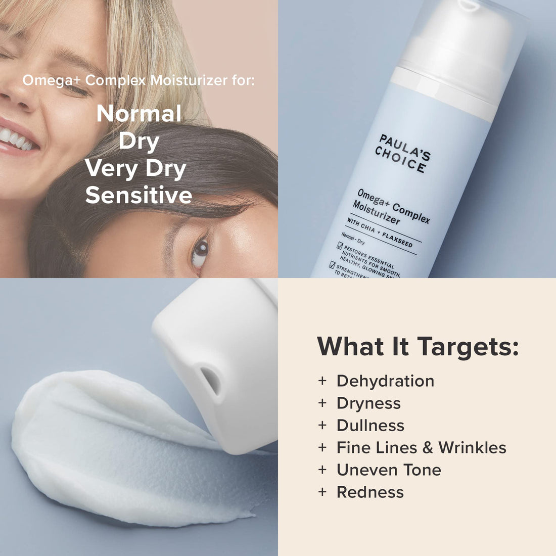 Paula's Choice Omega+ Complex Lightweight Face Moisturizer, Shea Butter & Plant Oils, Brightening Vitamin C - For Dry & Sensitive Skin