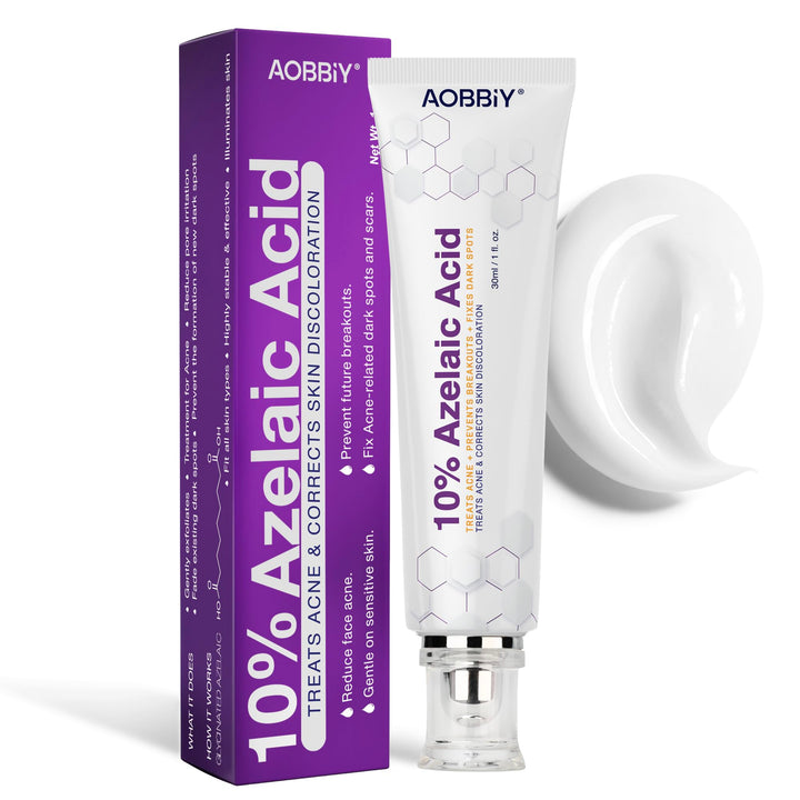 AOBBIY Azelaic Acid 10% Facial Cream: Redness Relief for Face, Redness Reducing Skin Care, Prevent Acne Breakouts, Balance Excess Sebum, Ease Pimple Clarify Skin Soothe Irritation,1 oz
