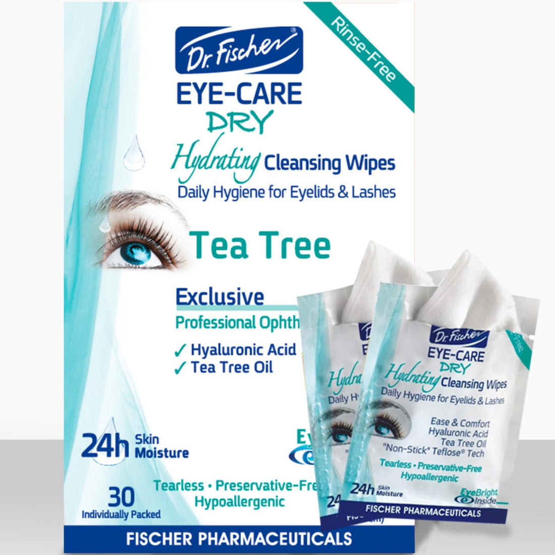 Dr. Fischer Eye Care Dry - Complementary Aid For Dry Eye Syndrome. Daily Hydrating Eyelid Wipes To Clean, Soften & Moisturize The Eye Area Of Ocular Secretions And Irritations (Twi