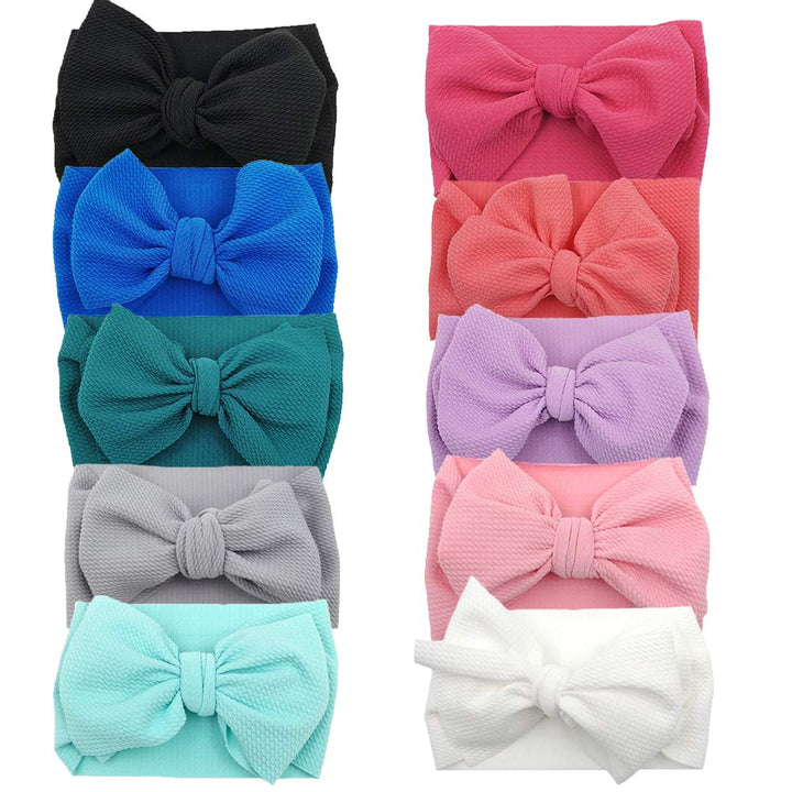 Steewarts Baby Girl Bow Headbands Newborn Hairband Baby Turban Knotted Elastic Headwrap for Toddler Hair Accessories (AA07-10PCS)