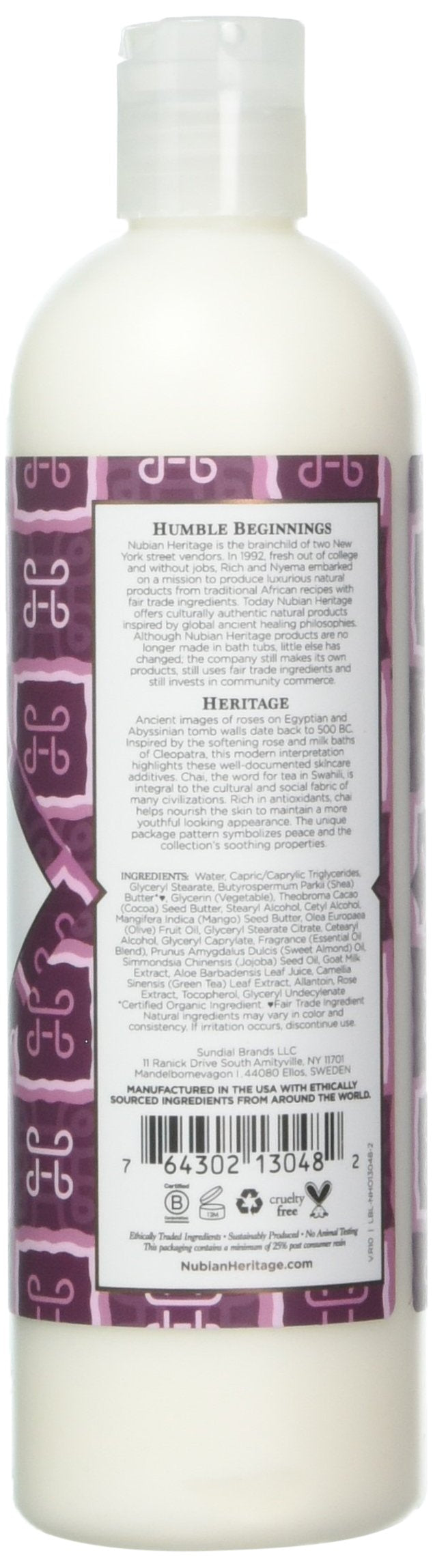 Nubian Heritage Body Lotion Goat's Milk & Chai With Rose Extract - 13 Fl Oz