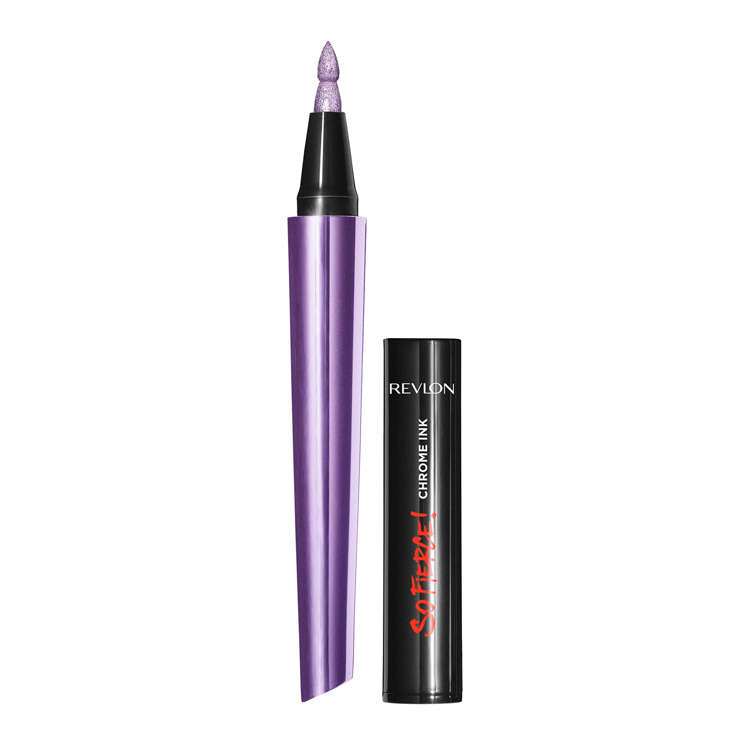 Revlon So Fierce! Chrome Ink Liquid Eyeliner, Longlasting Bold Metallic Pen Liner with Dip Ink Cap for Pearl, Shimmer Blend, 904 Ultraviolet Foil, 0.03 oz.
