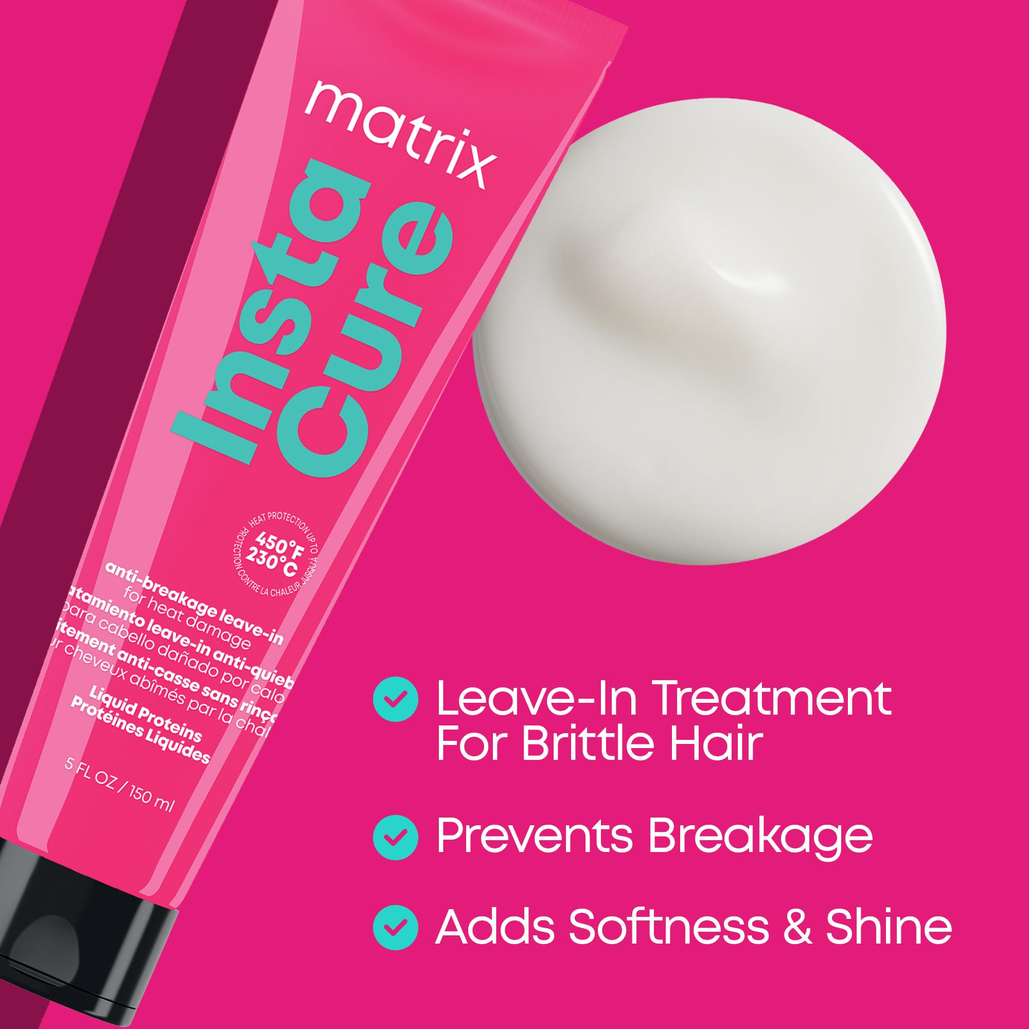Matrix Instacure Anti-Breakage Leave-In Hair Treatment, Repairs & Strengthens, With Heat Protection, For Damaged Hair, Sulfate-Free & Vegan, 5.1 Oz