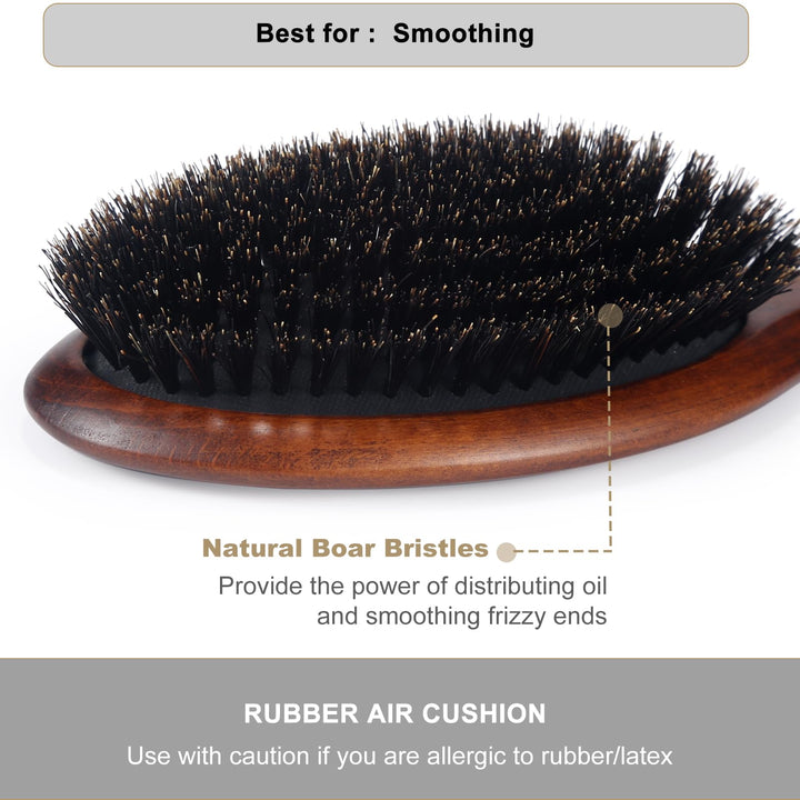BESTOOL Hair Brush, Boar Bristle Hair Brushes for Women Men Kids, Boar Bristle Brush for Hair Smoothing, Everyday Brush Enhances Shine & Health