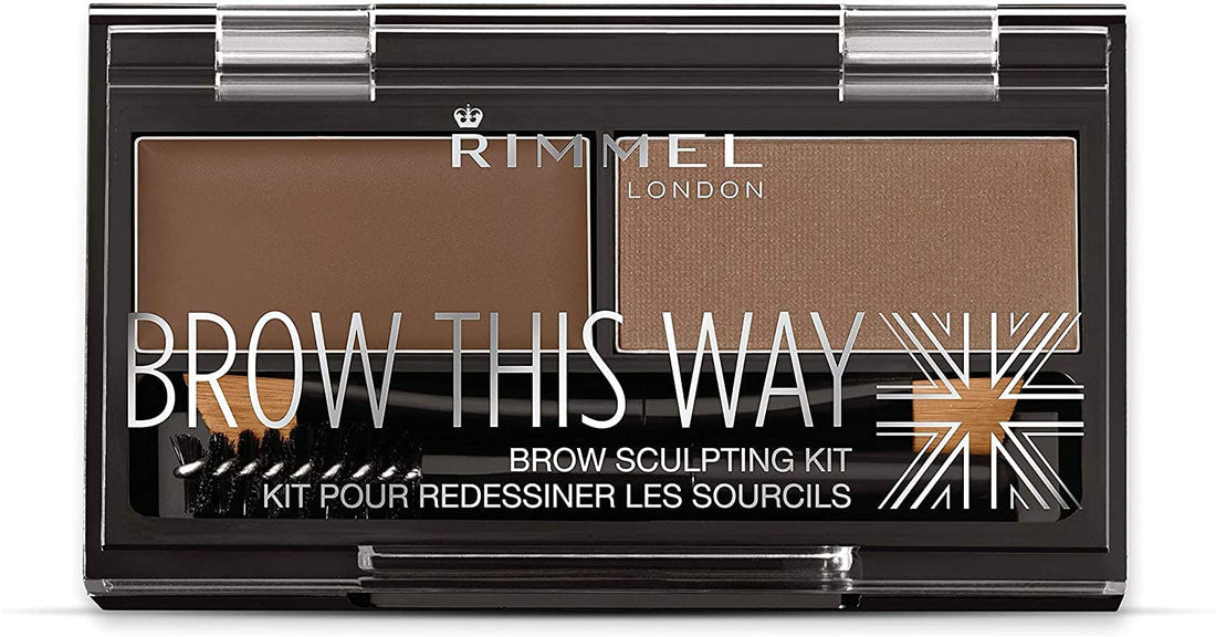 Rimmel Brow This Way Sculpting Kit, Medium Brown, Powder 0.04 Ounce, Wax 0.03 Ounce