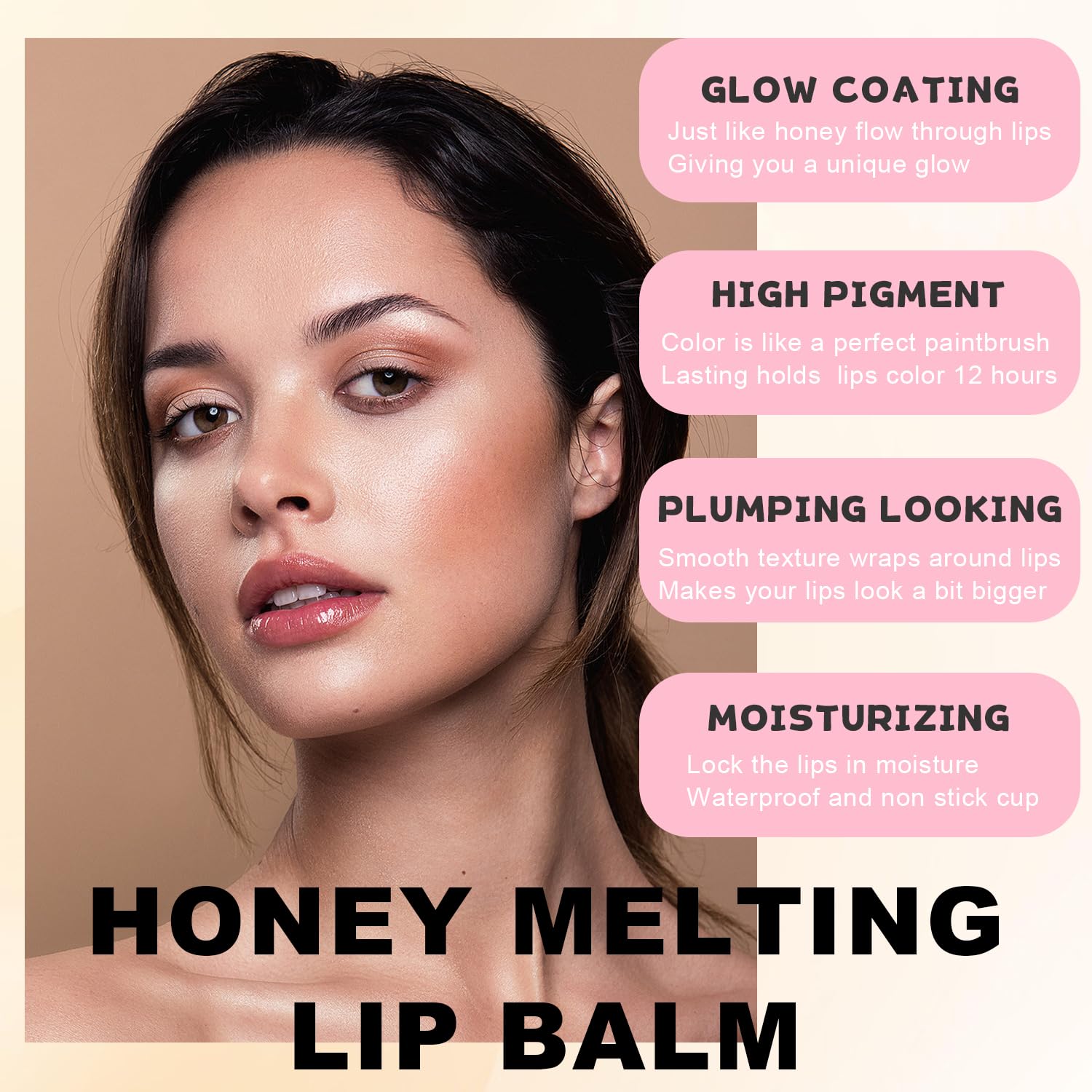 YU KUI LX Lip Balm Click Slick, Honey Melting Lip Glow Oil, Moisturizing and Long-lasting Lip Plumper, Non Sticky Lipstick with Coconut Oil (01 Tomatoes)