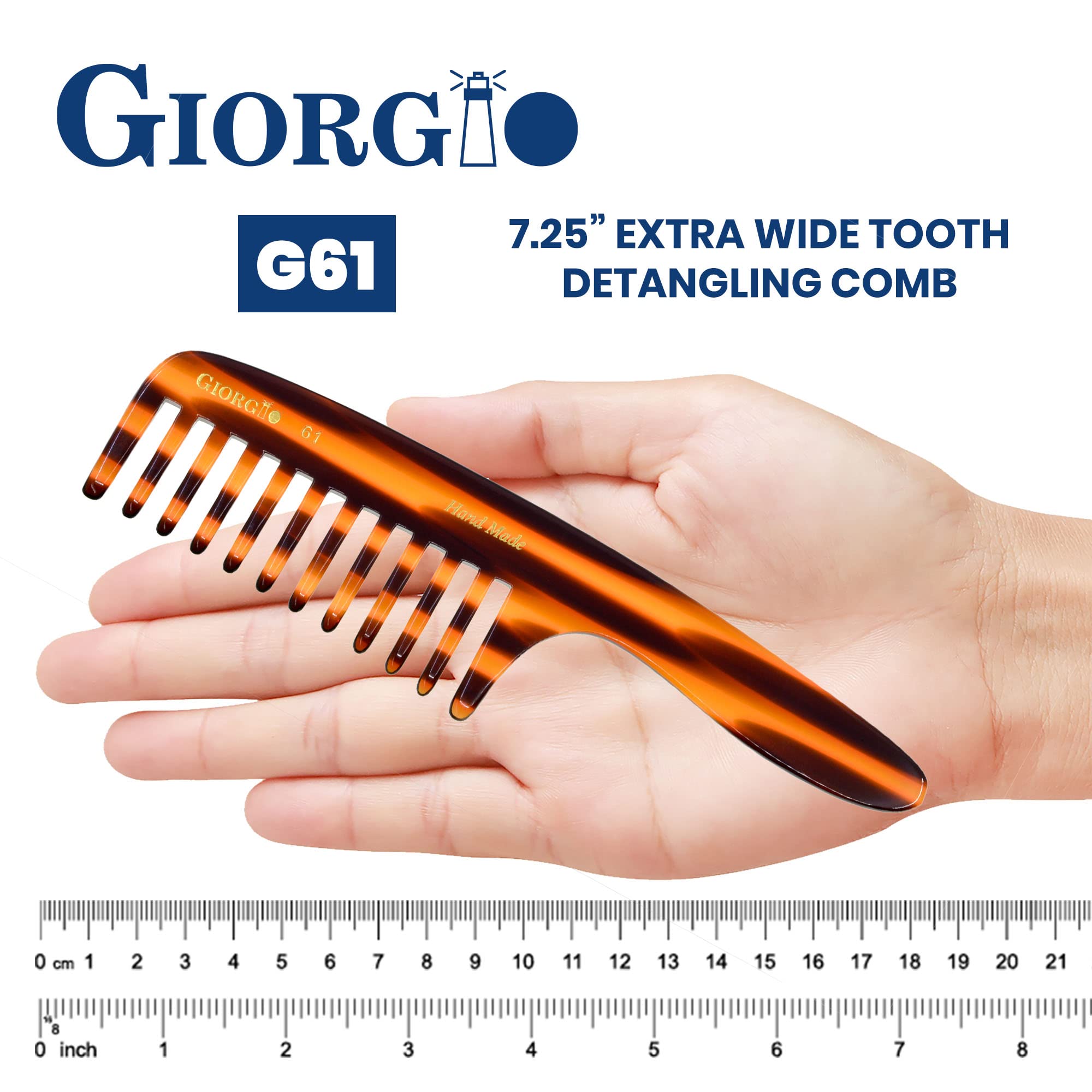 Giorgio Hand Made Flexible Comb 7 Long (Tortoise G61) by GWL
