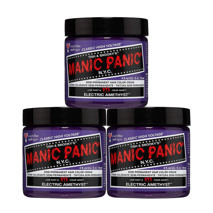 Manic Panic Semi-Permament Haircolor Electric Amethyst 4oz (3 Pack)