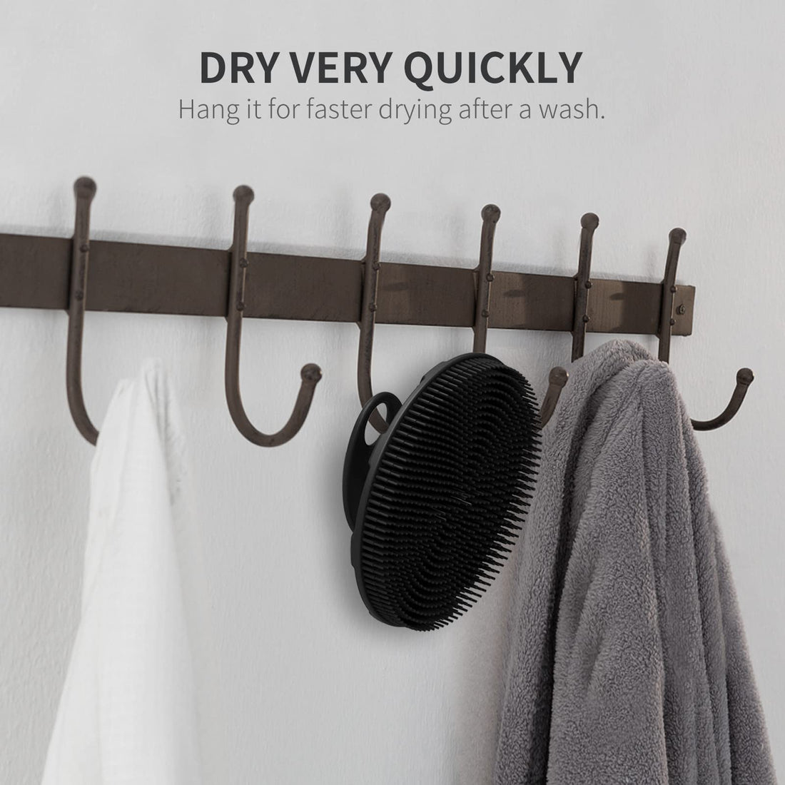 Silicone Body Scrubber, BEAUTAIL Shower Bath Scrubber, More Hygienic Than Traditional Loofah, Lather Nicely, Long Lasting, Gentle Exfoliating Brush for Women Men Baby Sensitive Skin, 1 Pack, Black