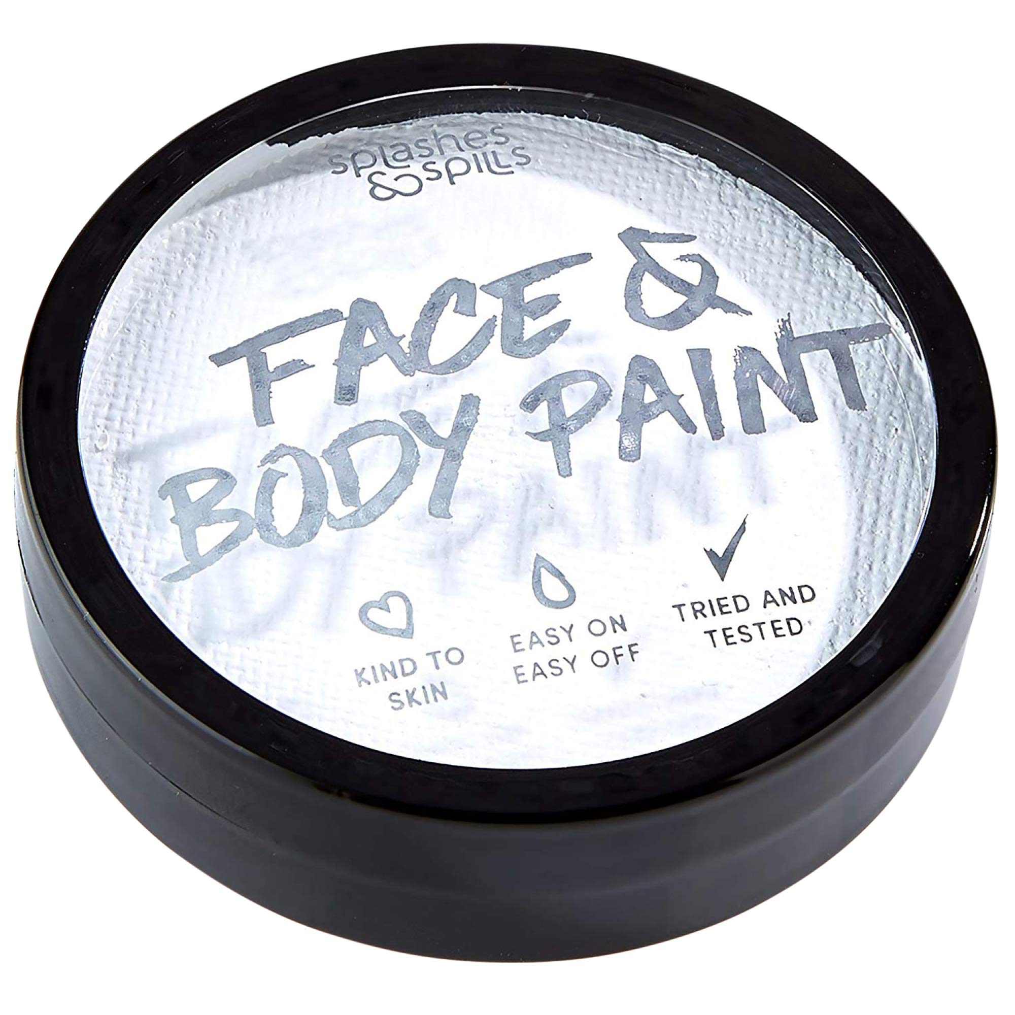 Face and Body Paint Cream - White, 18g Cake Tub - Pretend Costume and Dress Up Makeup by Splashes & Spills