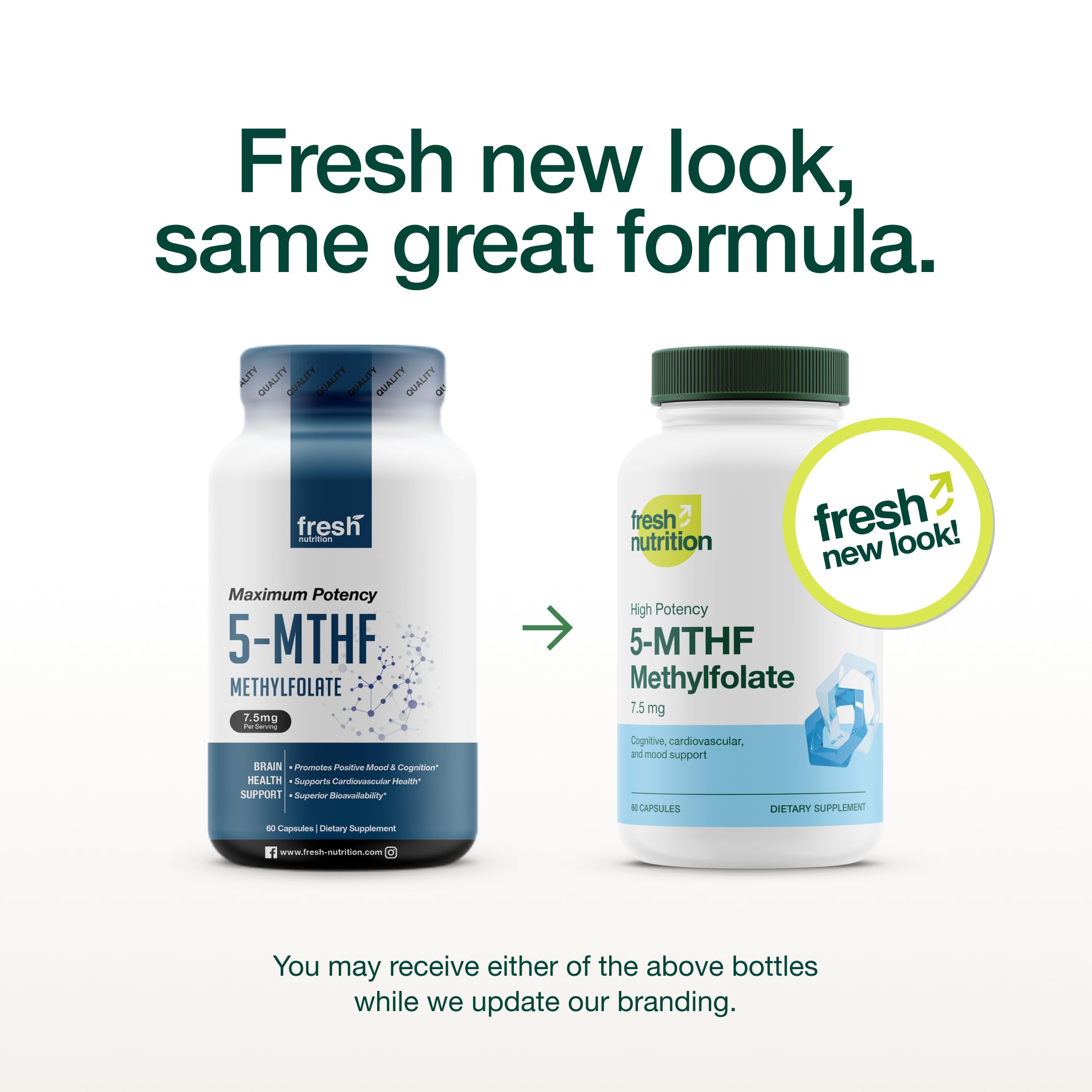 L Methylfolate 7.5mg – Maximum Potency – Superior Bioavailability – 5-MTHF Methyl Folate for Mood, Cognition, Immunity, Cardiovascular, Neurological, Reproductive Health - 60 Capsules