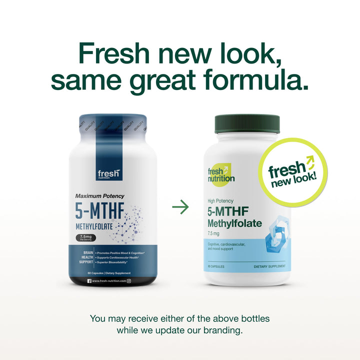 L Methylfolate 7.5mg – Maximum Potency – Superior Bioavailability – 5-MTHF Methyl Folate for Mood, Cognition, Immunity, Cardiovascular, Neurological, Reproductive Health - 60 Capsules