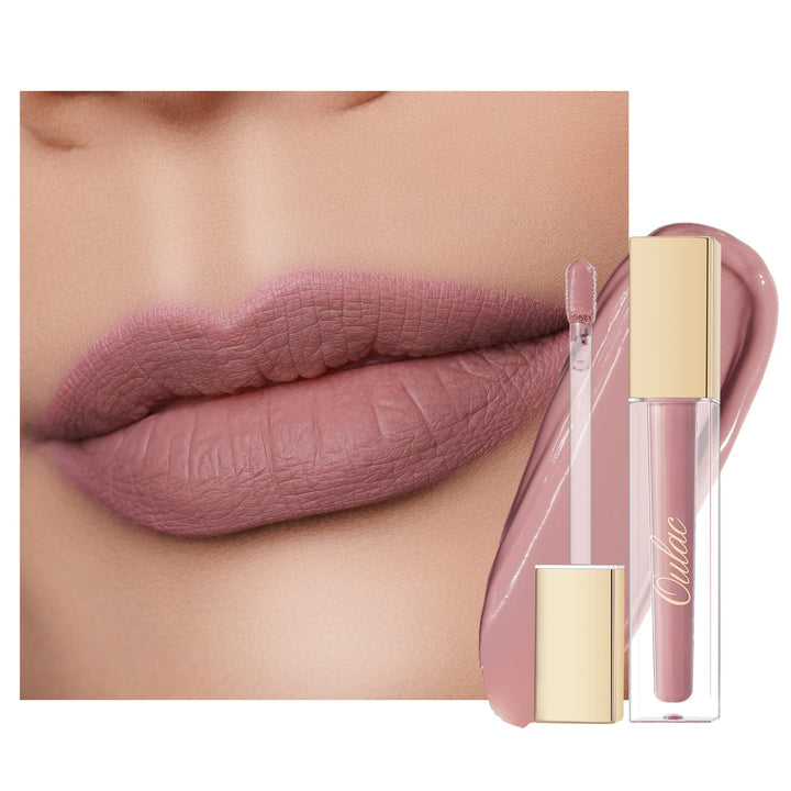 Oulac Matte Liquid Pink Lipstick for Women, Pink Nude Long Lasting Lipstick, Waterproof Lip Stain, No Transfer, Creamy High Pigmented Formula with Vitamin E, Vegan & Cruelty-Free M16